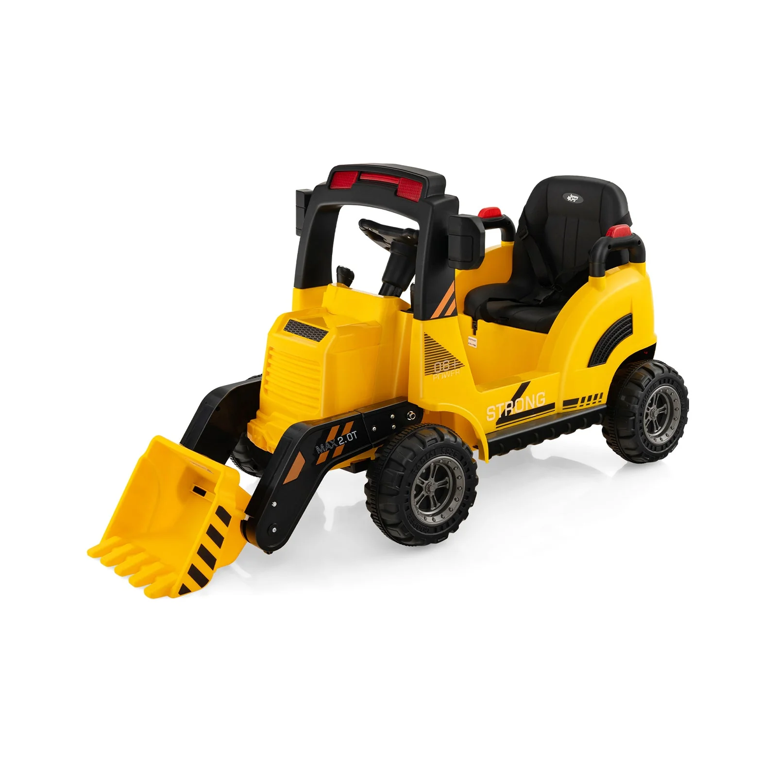 12V Kids Ride On Construction Tractor with Electric Adjustable Bucket-Yellow - Image 3