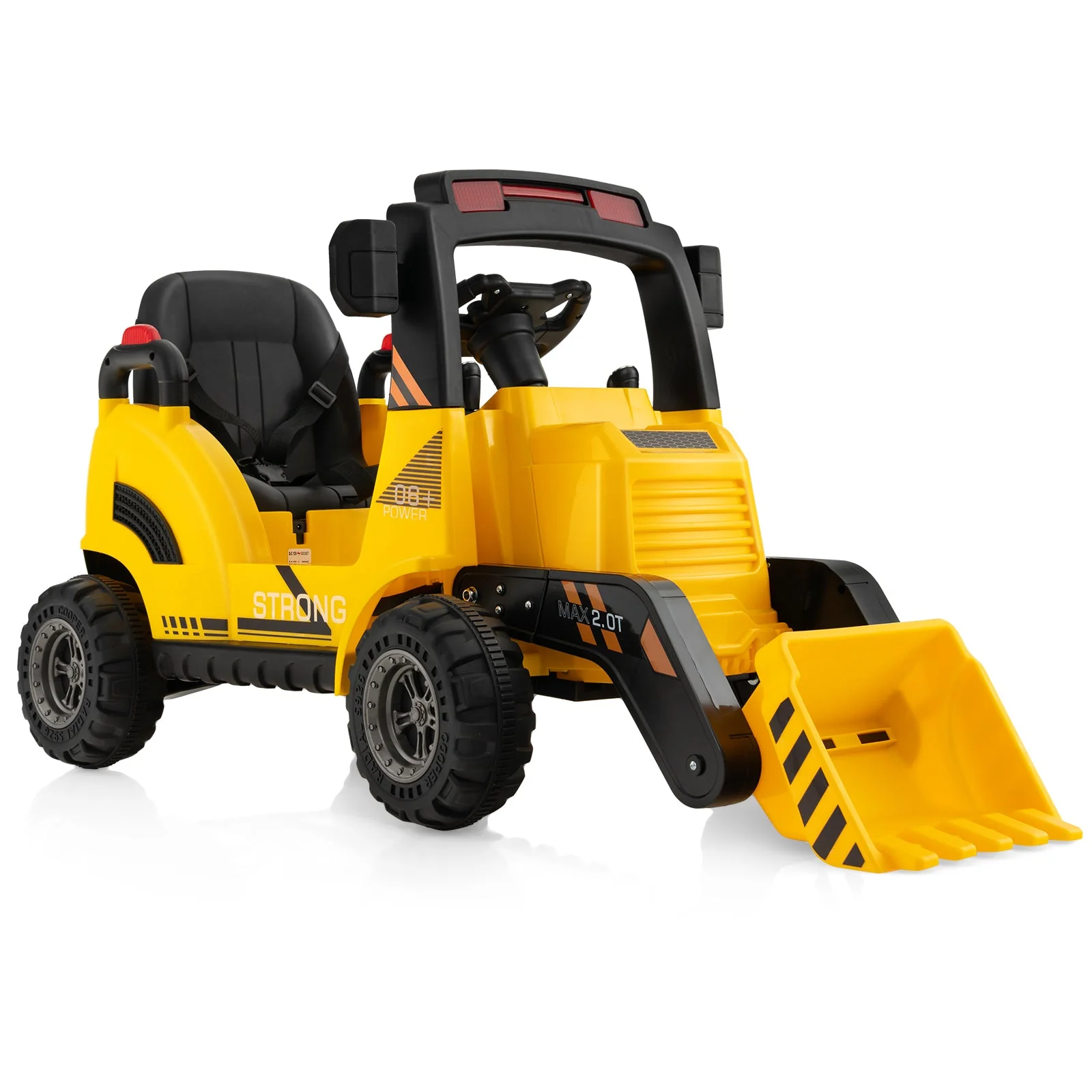 12V Kids Ride On Construction Tractor with Electric Adjustable Bucket-Yellow - Image 4