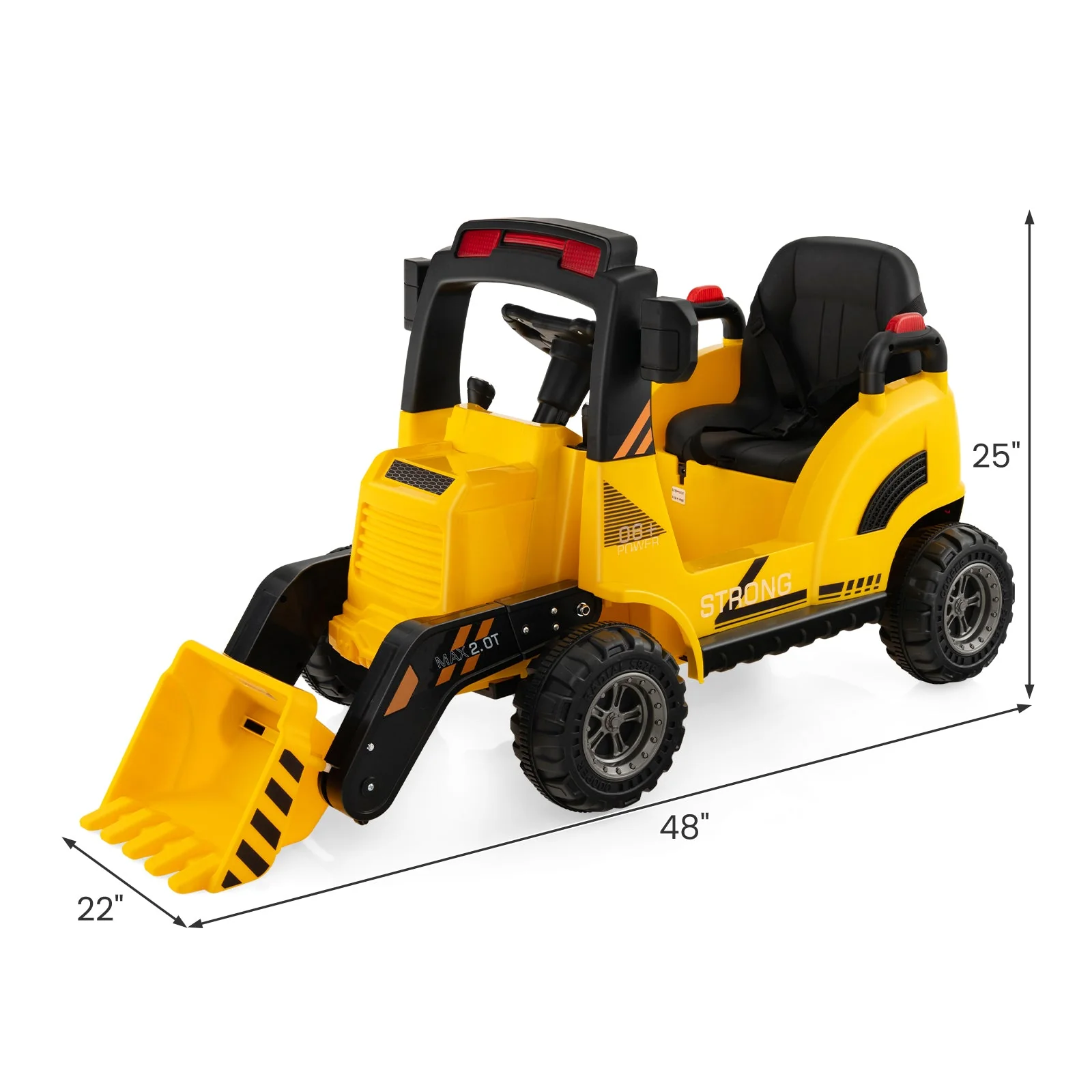 12V Kids Ride On Construction Tractor with Electric Adjustable Bucket-Yellow - Image 5
