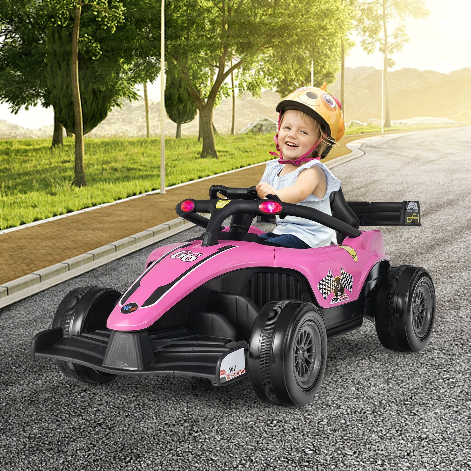 12V Kids Ride on Electric Formula Racing Car with Remote Control-Pink - Image 2