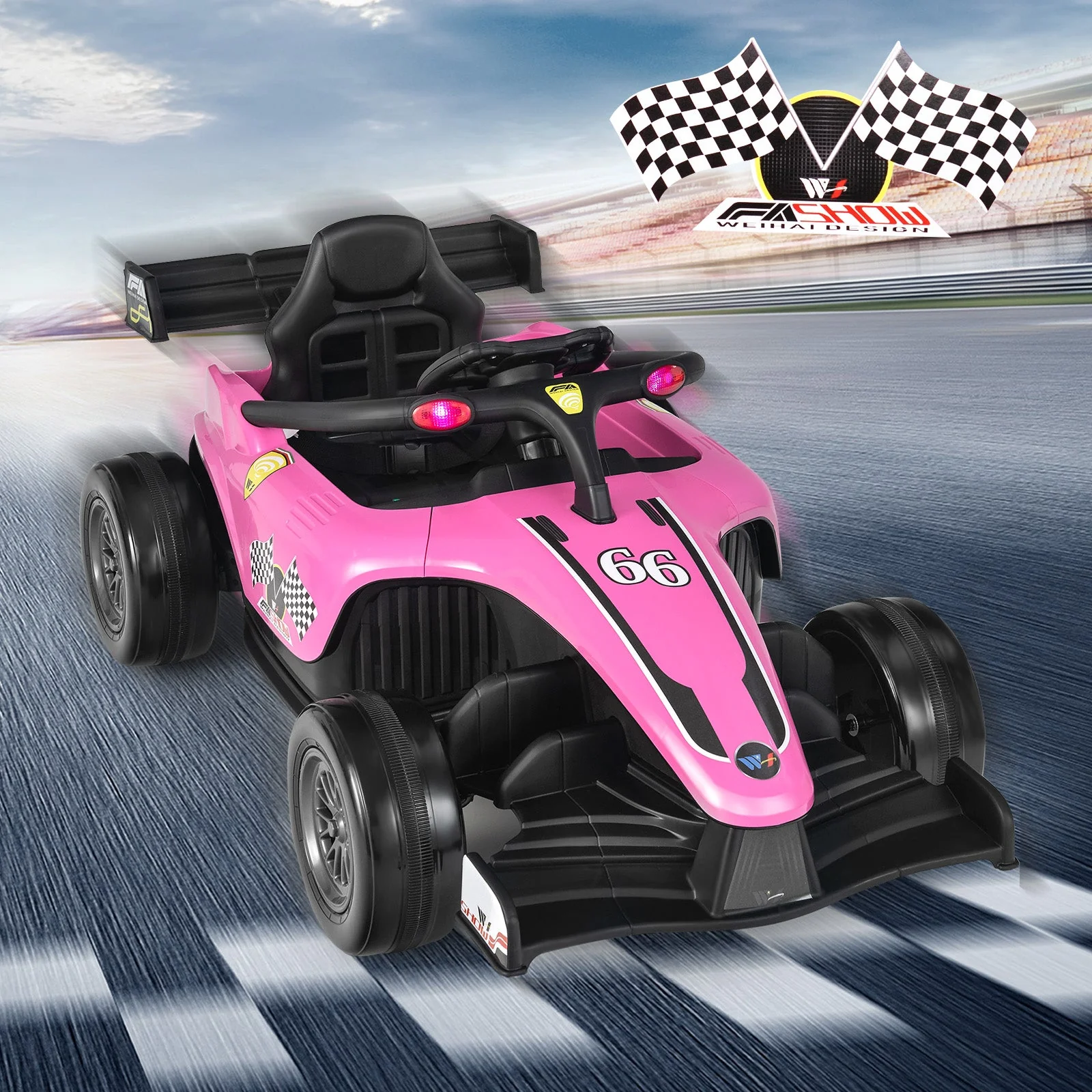12V Kids Ride on Electric Formula Racing Car with Remote Control-Pink - Image 6