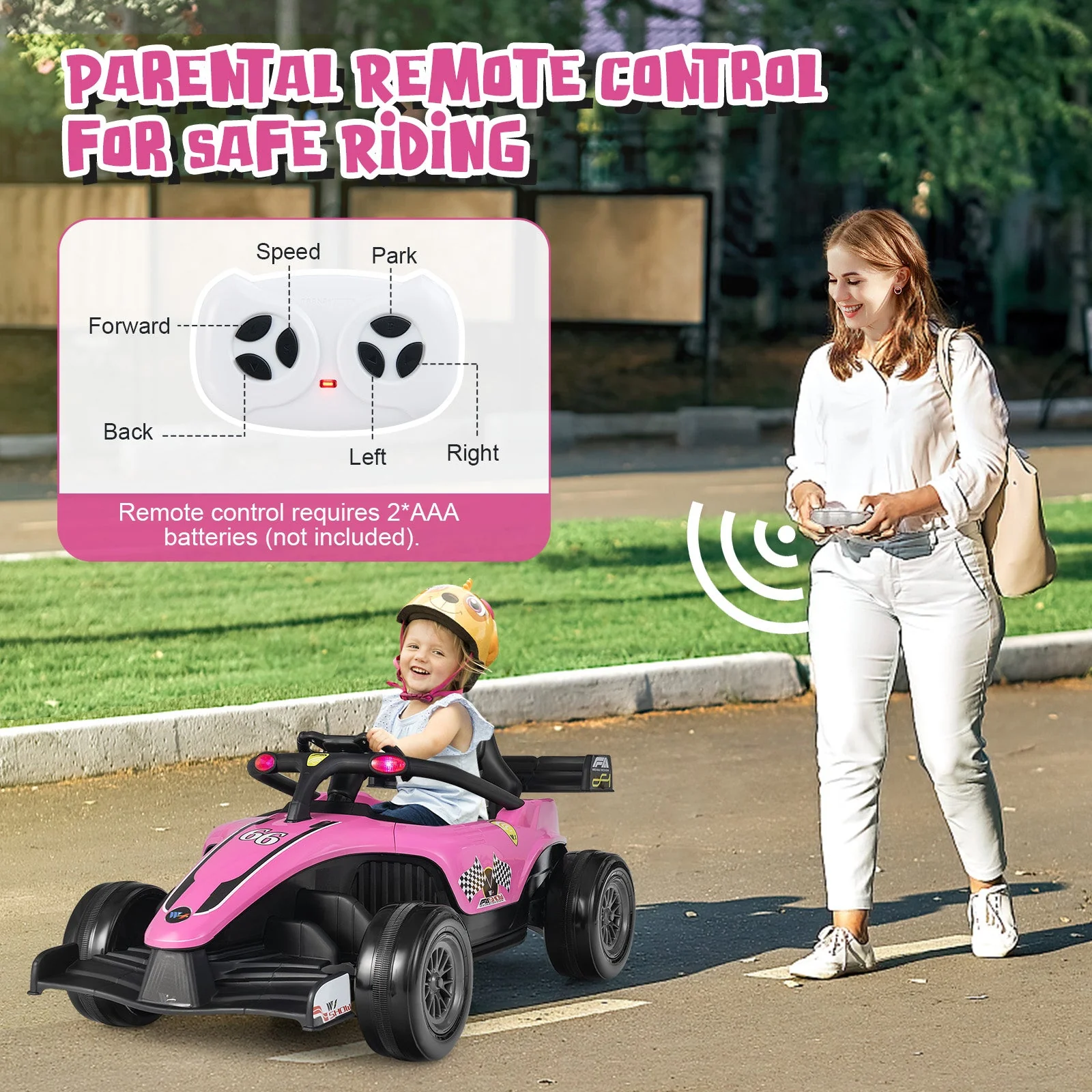 12V Kids Ride on Electric Formula Racing Car with Remote Control-Pink - Image 8