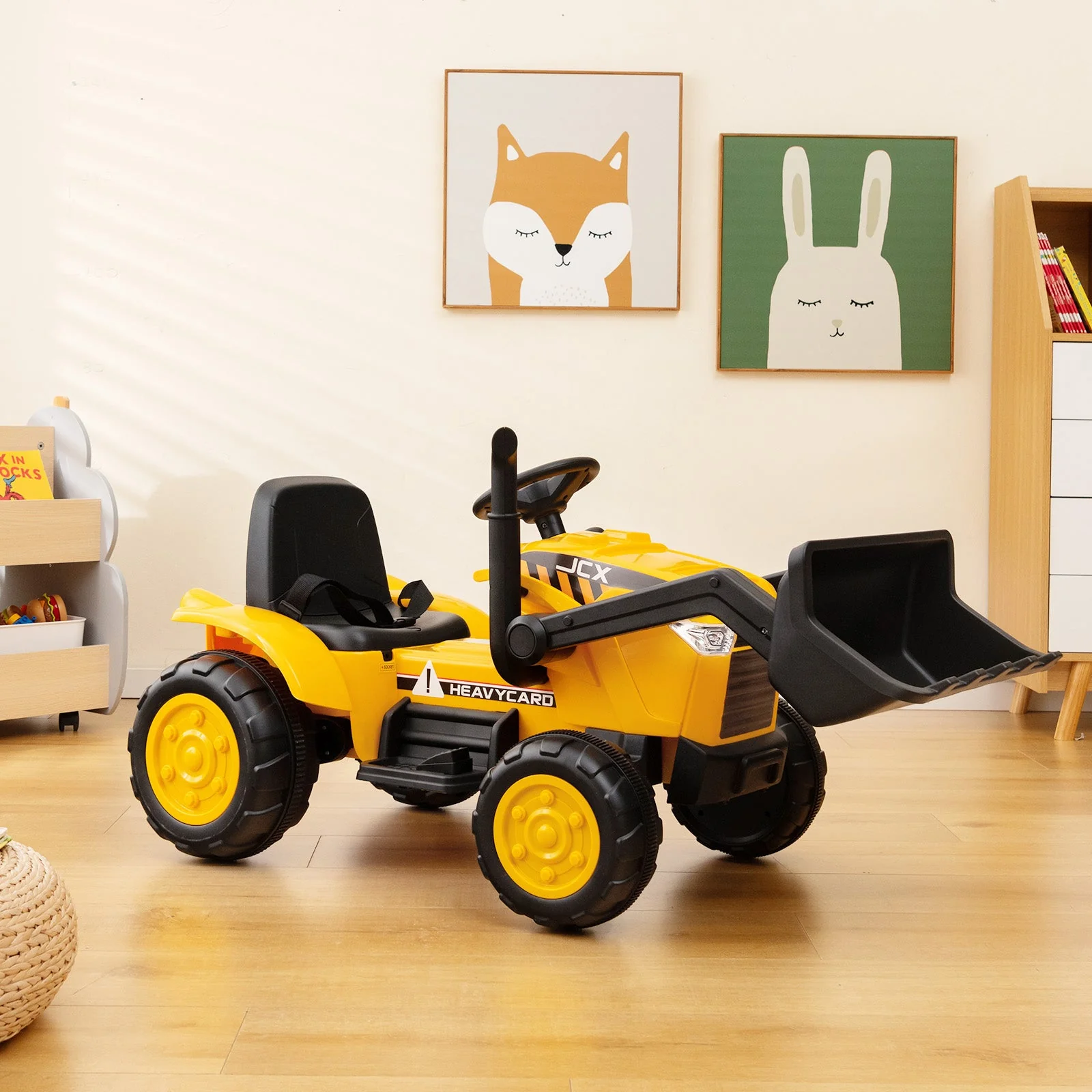 12V Kid's Ride on Excavator with Adjustable Digging Bucket-Yellow - Image 6