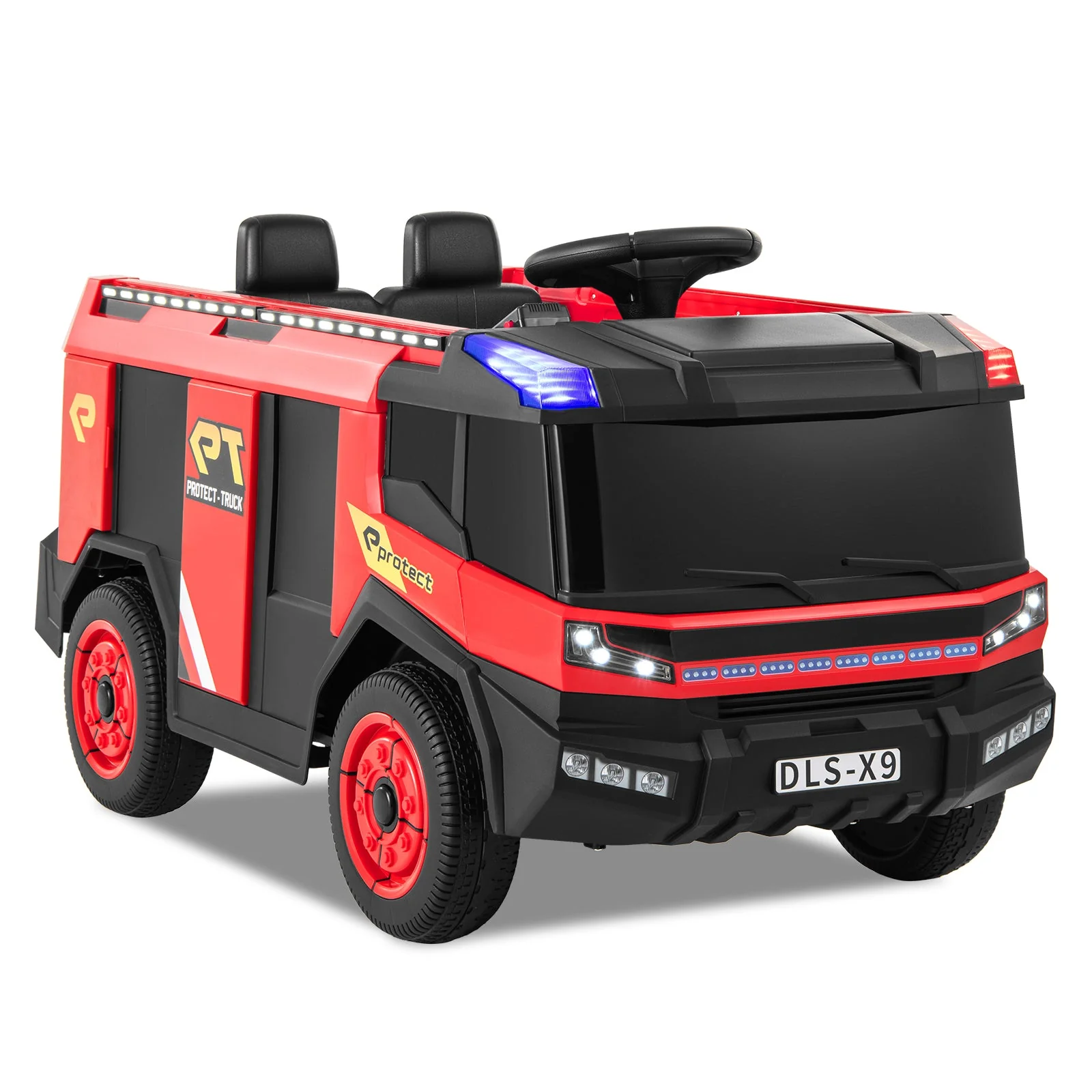 12V Kids Ride on Fire Truck 2-Seater with Remote Control and Water Gun-Red - Image 2
