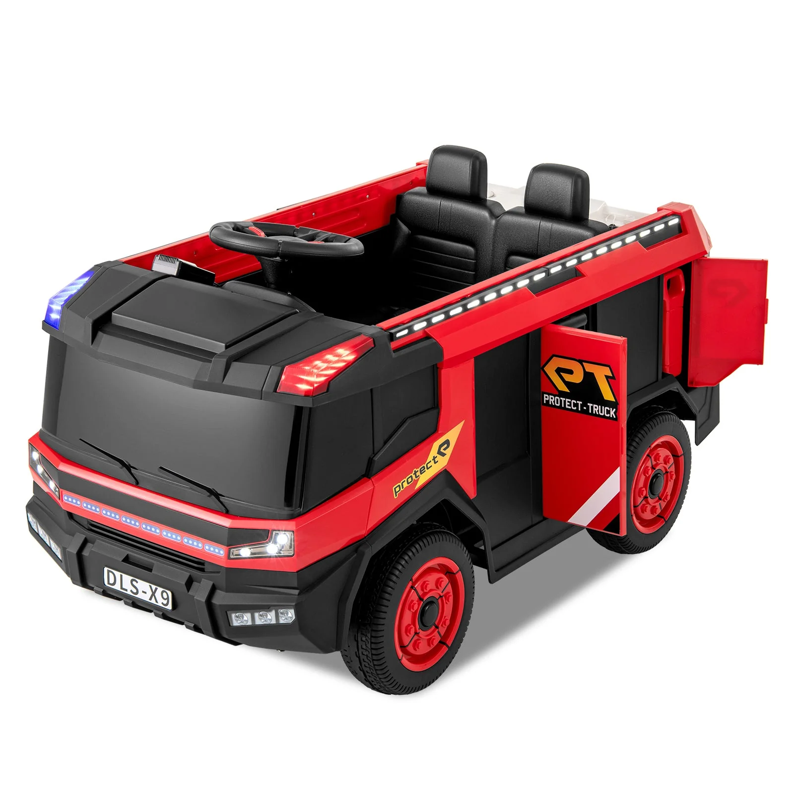 12V Kids Ride on Fire Truck 2-Seater with Remote Control and Water Gun-Red - Image 6