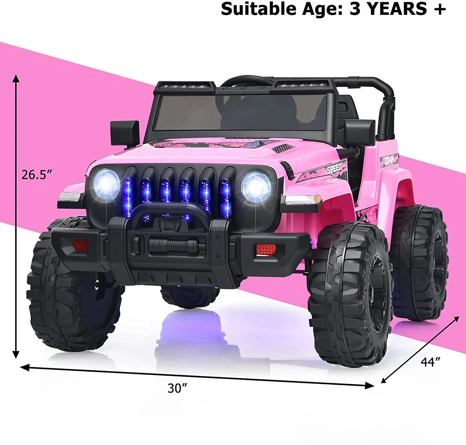 12V Kids Ride-on Jeep Car with 2.4 G Remote Control-Pink - Image 4