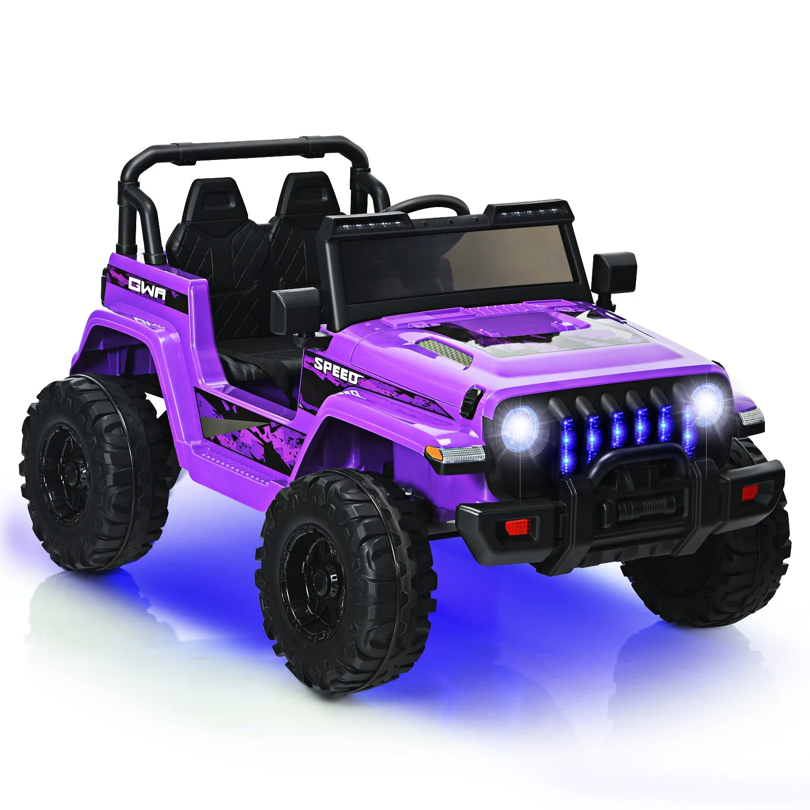12V Kids Ride-on Jeep Car with 2.4 G Remote Control-Purple - Image 2