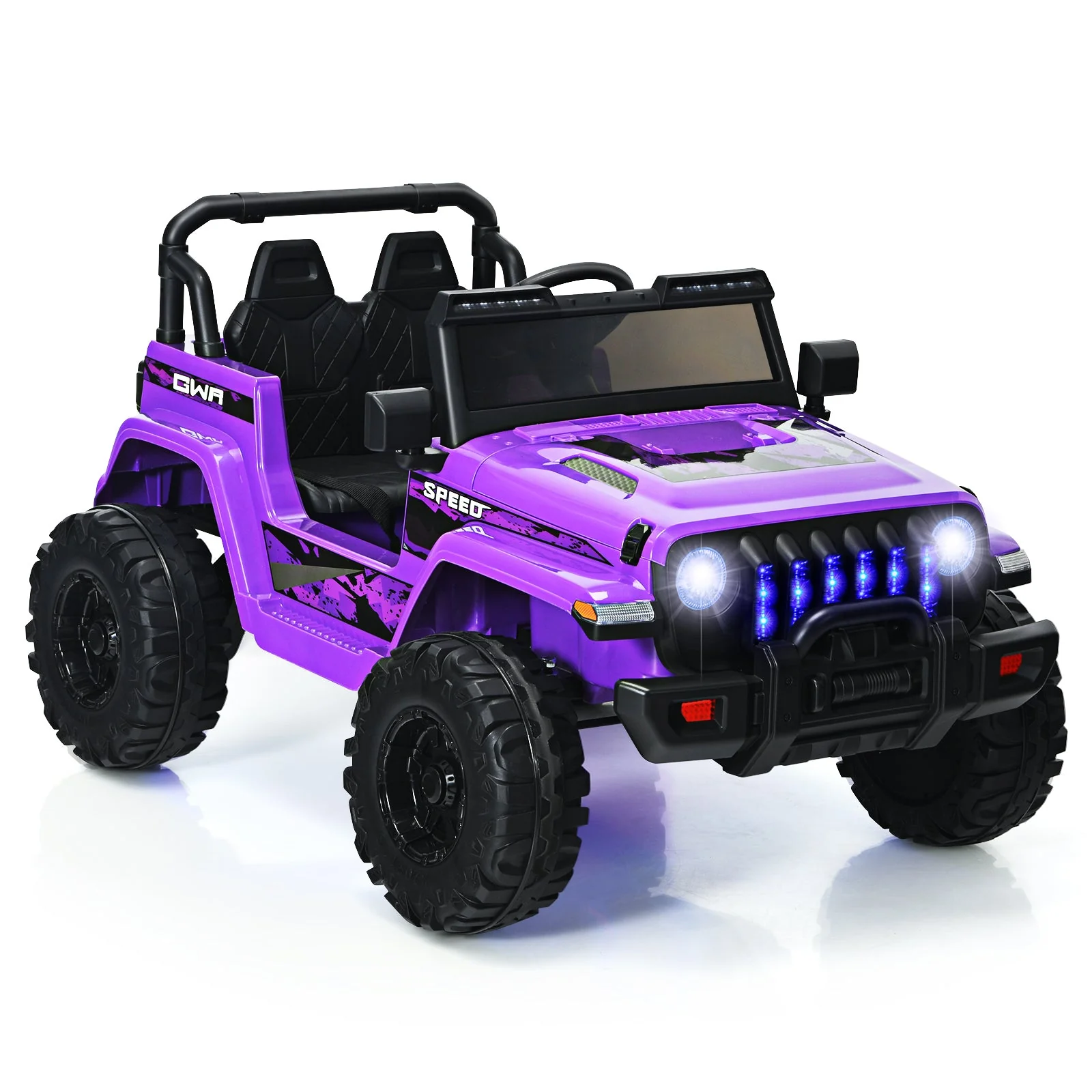 12V Kids Ride-on Jeep Car with 2.4 G Remote Control-Purple - Image 3
