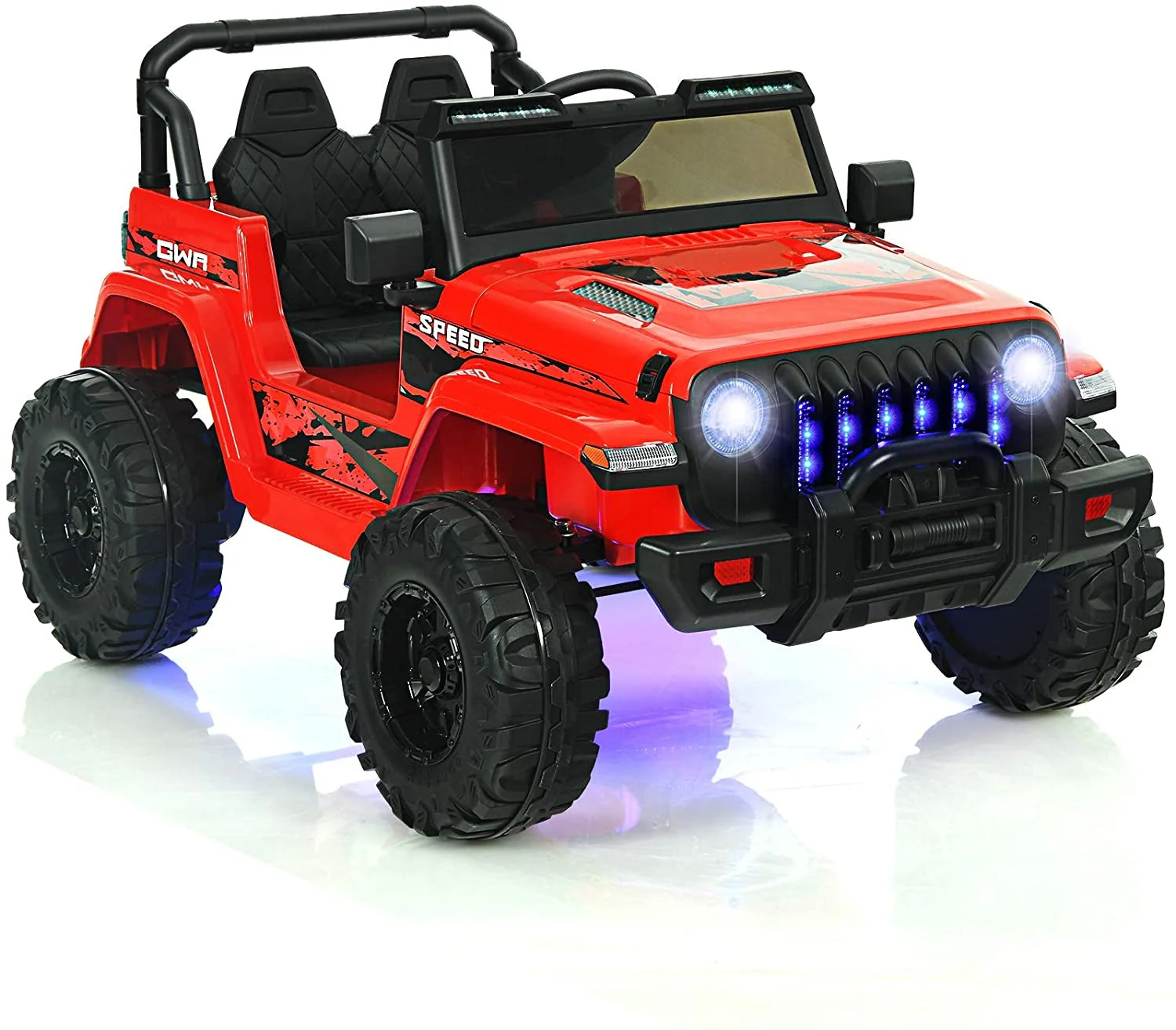 12V Kids Ride-on Jeep Car with 2.4 G Remote Control-Red - Image 3