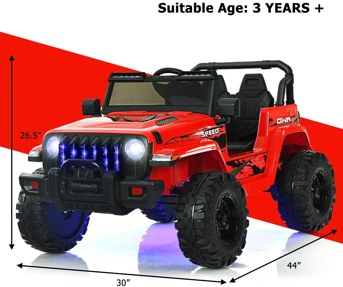 12V Kids Ride-on Jeep Car with 2.4 G Remote Control-Red - Image 4
