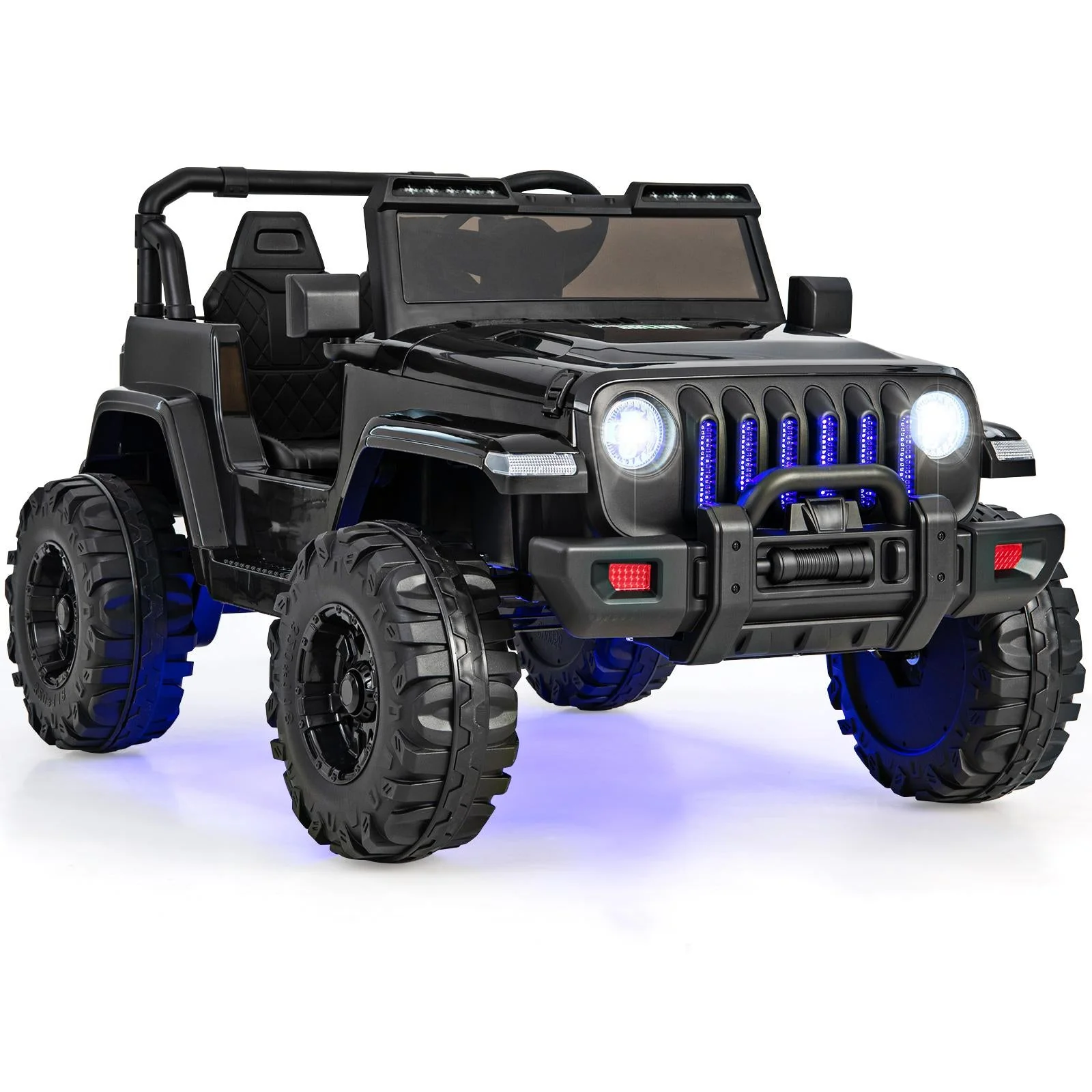 12V Kids Ride-on Jeep Car with 2.4 G Remote Control-Solid Black - Image 2