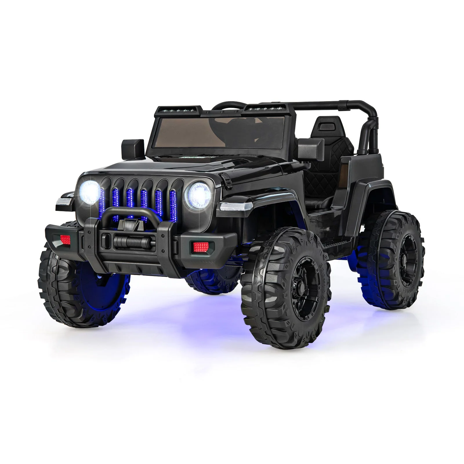 12V Kids Ride-on Jeep Car with 2.4 G Remote Control-Solid Black - Image 3