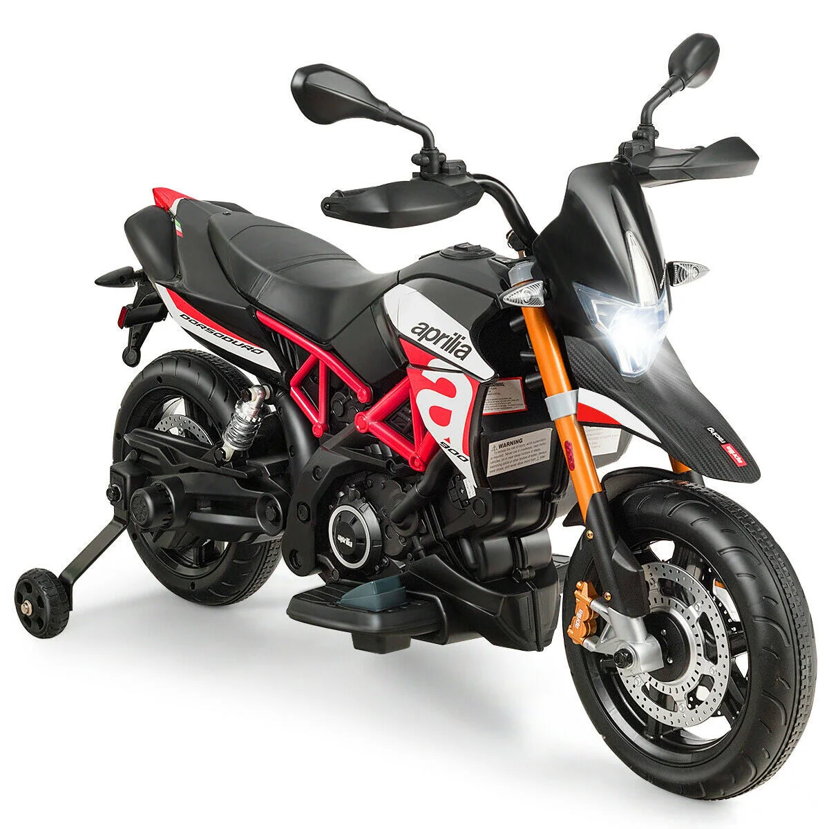 12V Kids Ride-On Motorcycle Aprilia Licensed with Sounds and Music-Red - Image 2