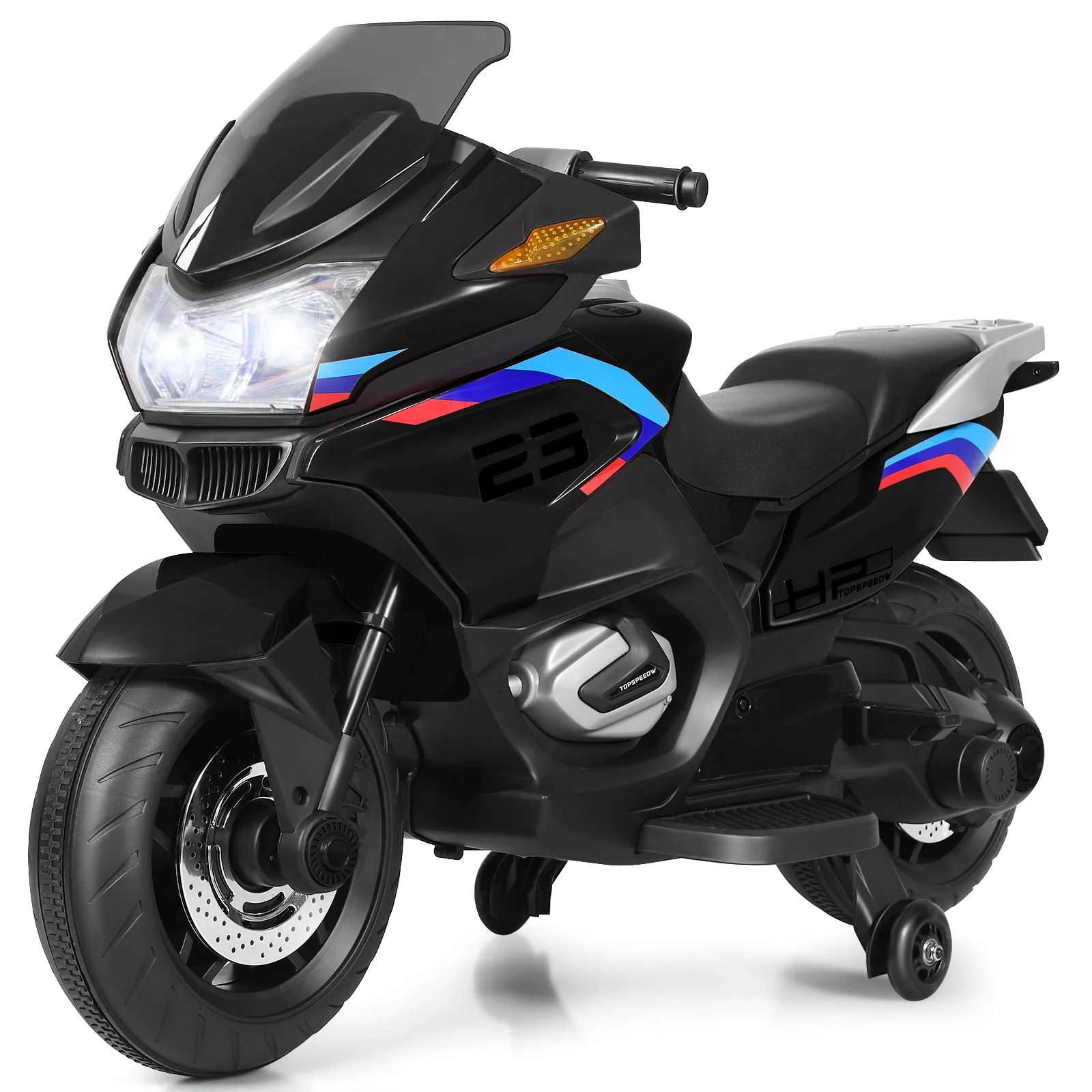 12V Kids Ride On Motorcycle Electric Motor Bike-Black - Image 3
