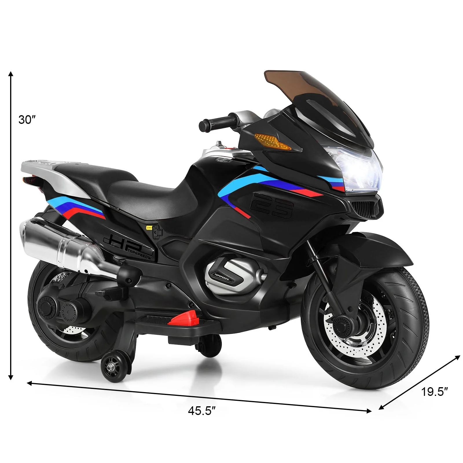 12V Kids Ride On Motorcycle Electric Motor Bike-Black - Image 5