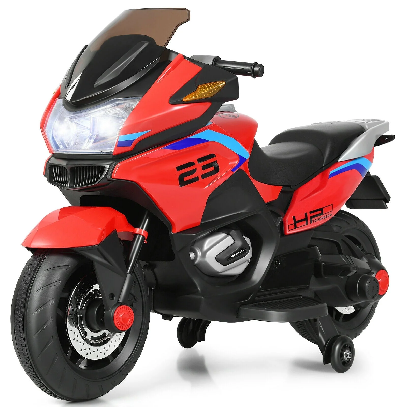 12V Kids Ride On Motorcycle Electric Motor Bike-Red - Image 3