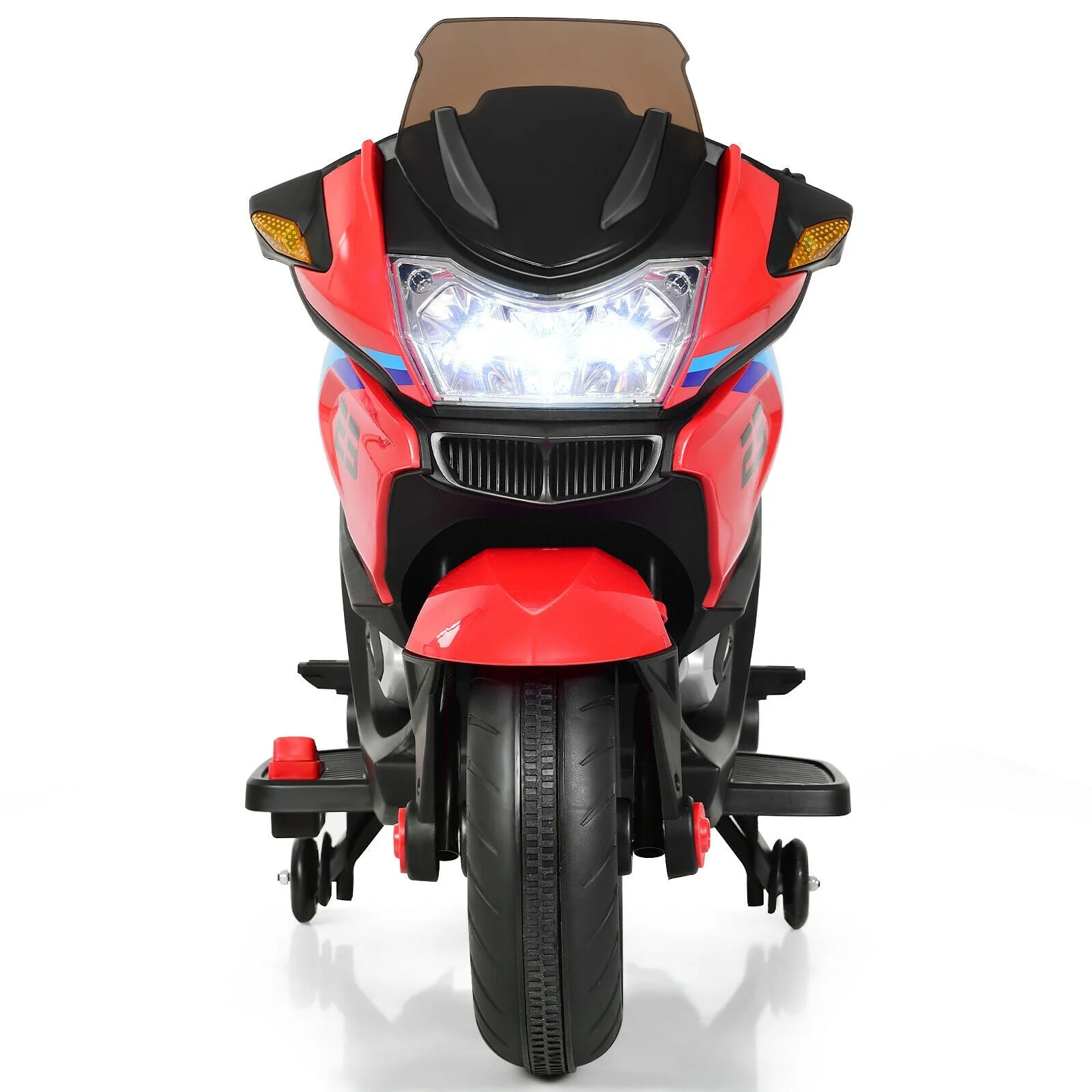 12V Kids Ride On Motorcycle Electric Motor Bike-Red - Image 4