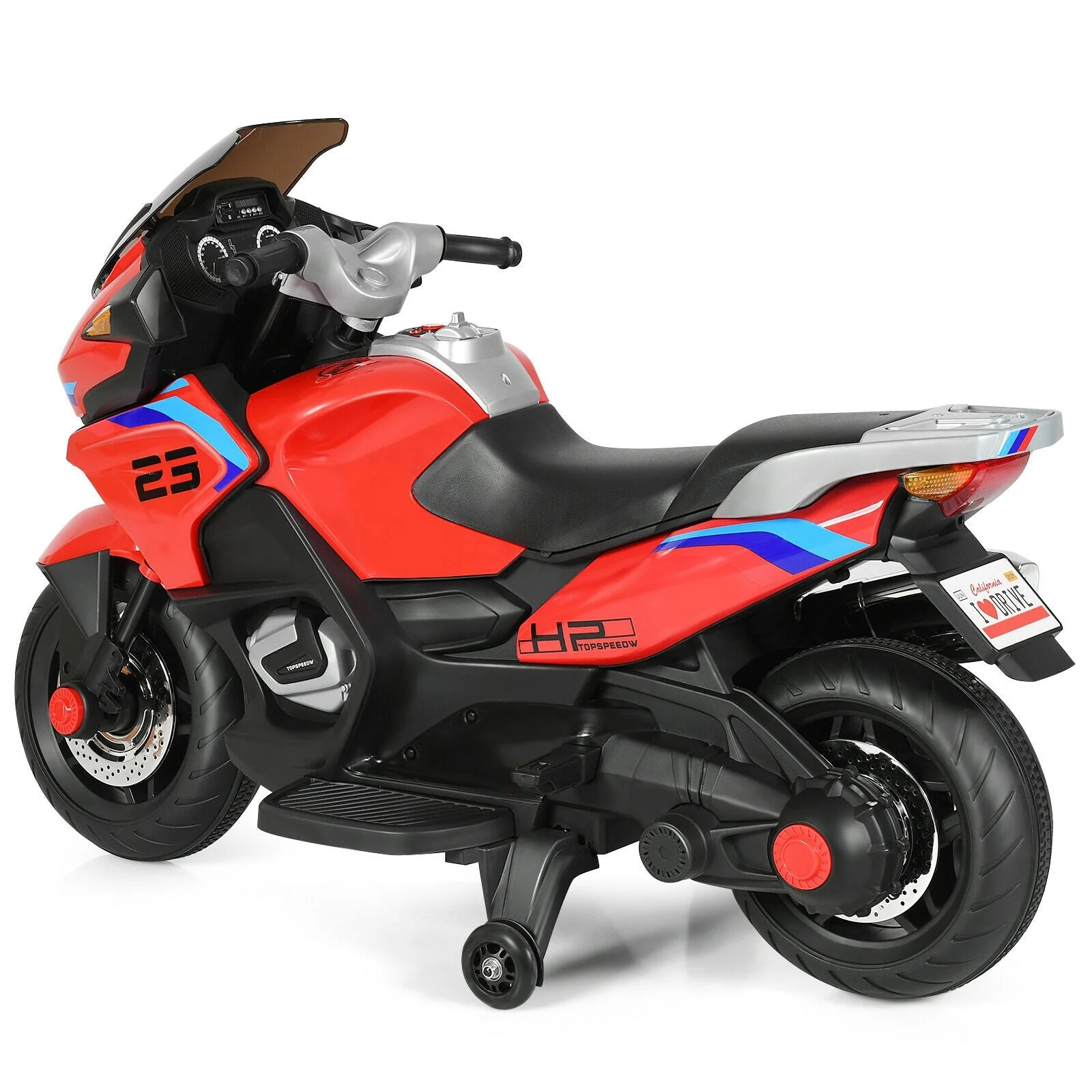 12V Kids Ride On Motorcycle Electric Motor Bike-Red - Image 5