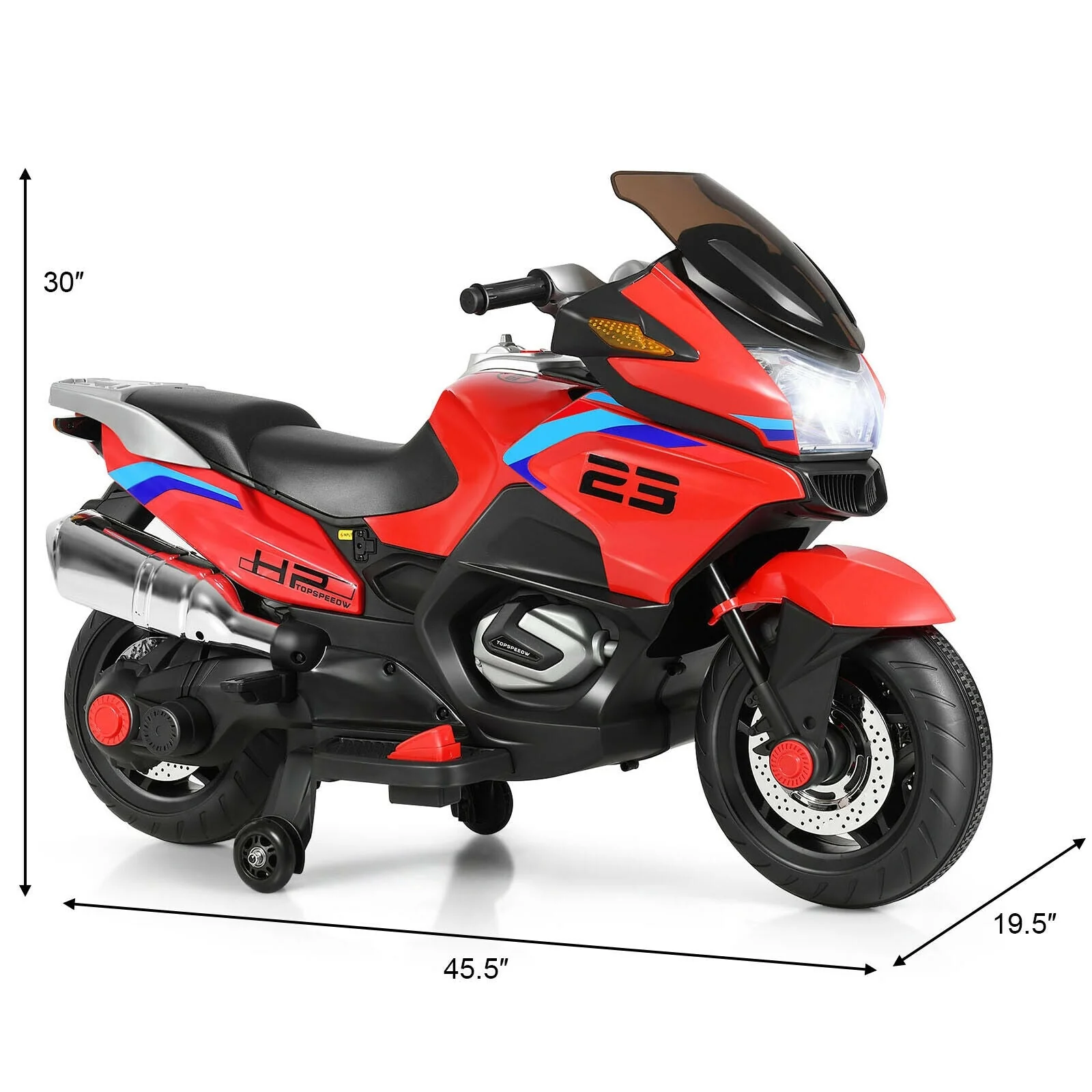 12V Kids Ride On Motorcycle Electric Motor Bike-Red - Image 6