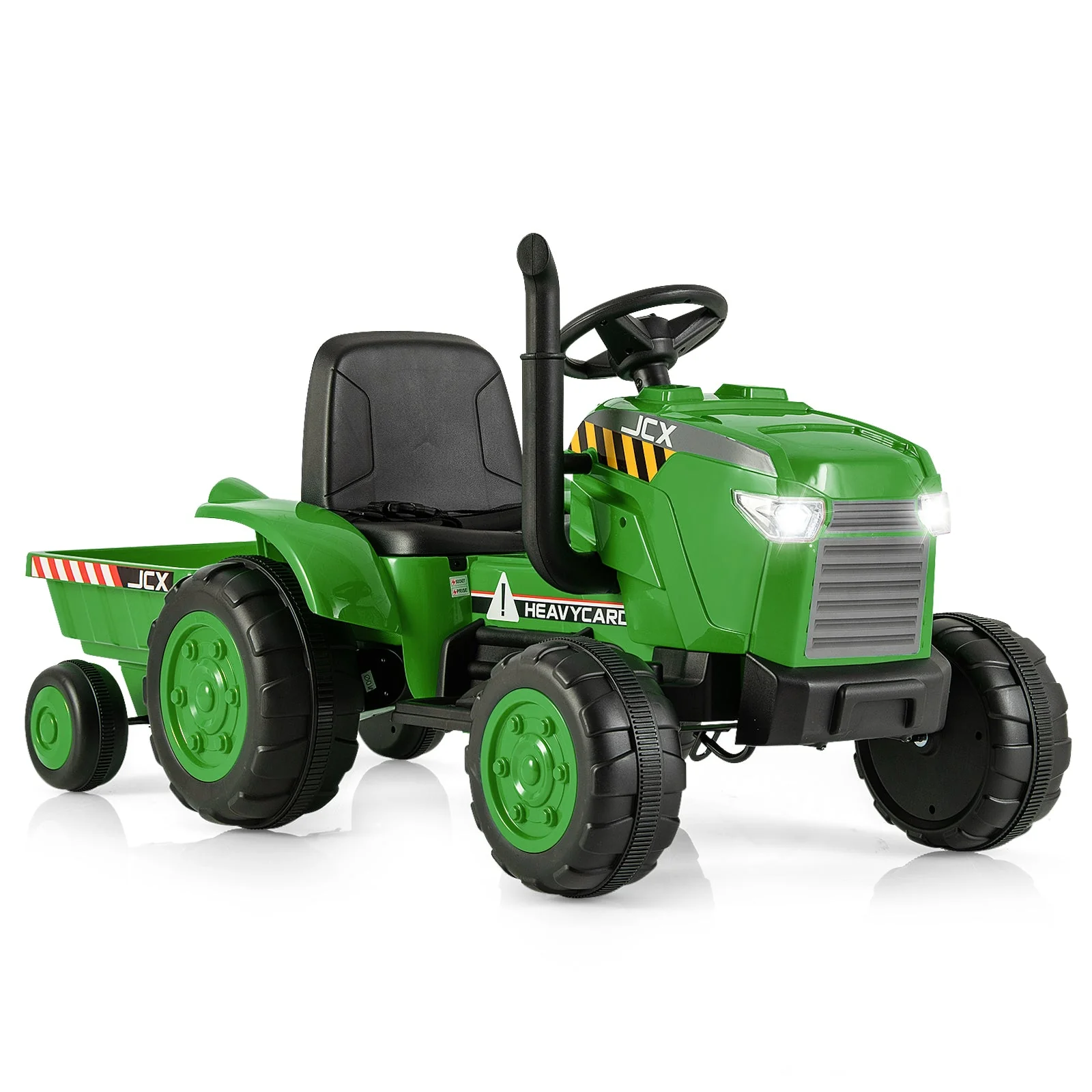 12V Kids Ride On Tractor with Trailer and Remote Control-Green - Image 3