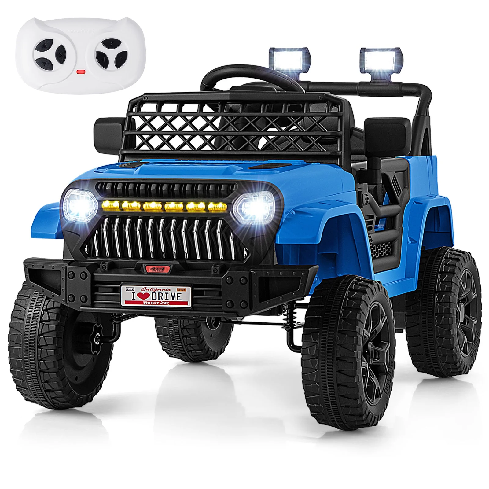 12V Kids Ride on Truck Car with Parental Remote and Music Player-Navy - Image 3
