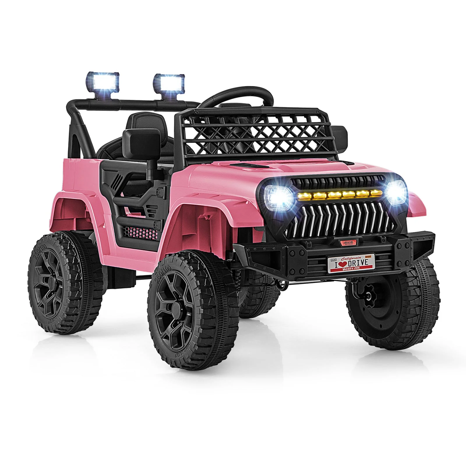 12V Kids Ride on Truck Car with Parental Remote and Music Player-Pink - Image 2