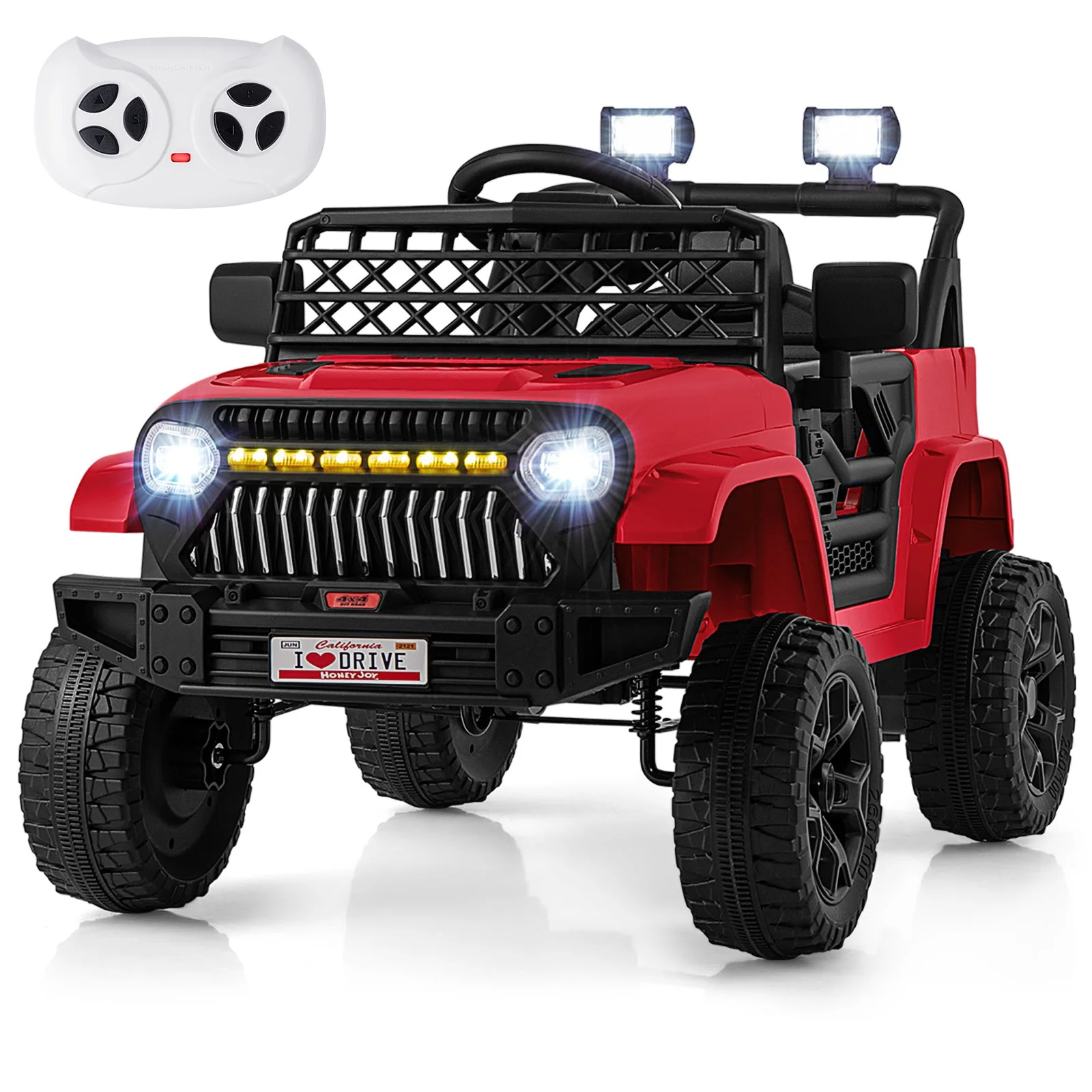 12V Kids Ride on Truck Car with Parental Remote and Music Player-Red - Image 3