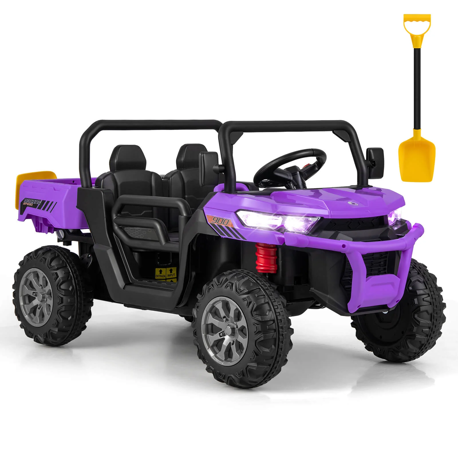 12V Kids Ride On Truck Car with Remote Control and 2 Seaters-Purple - Image 7
