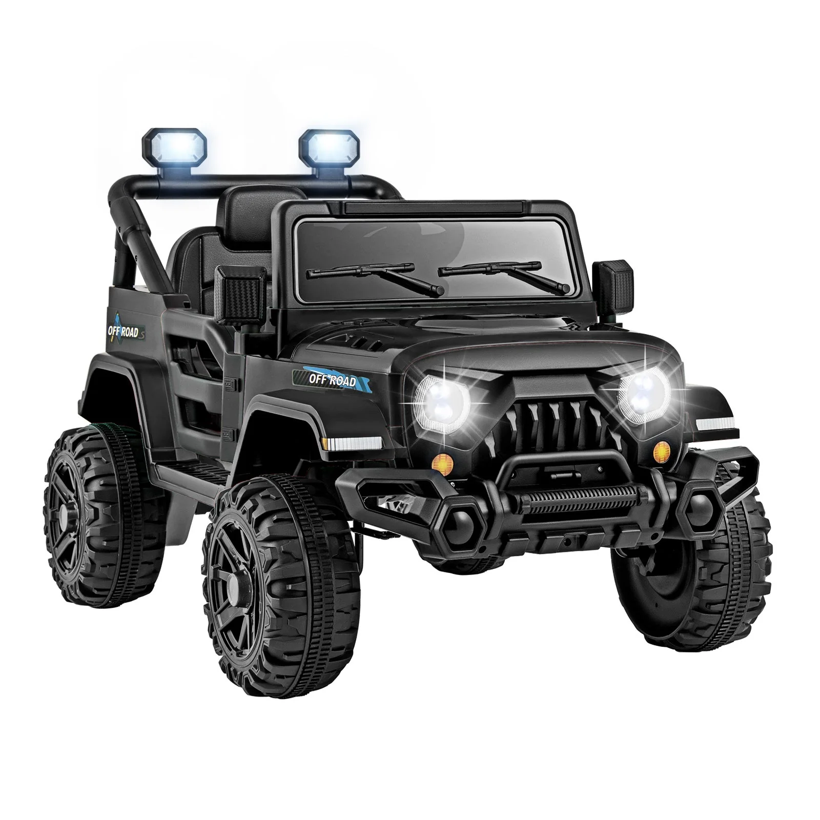 12V Kids Ride on Truck Car with Remote Control Threaded Wheels and 3 Speeds-Black - Image 3