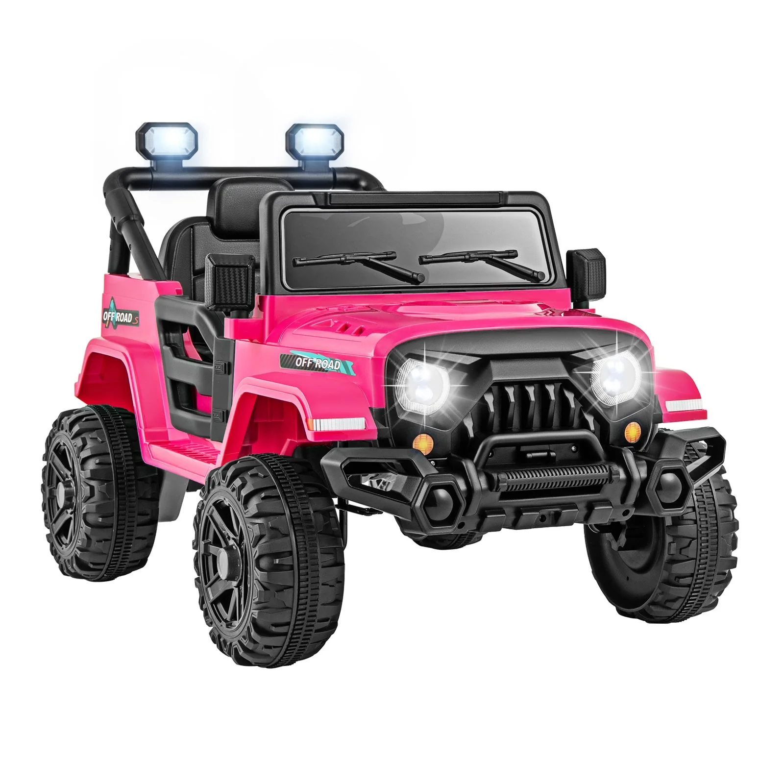 12V Kids Ride on Truck Car with Remote Control Threaded Wheels and 3 Speeds-Pink - Image 3