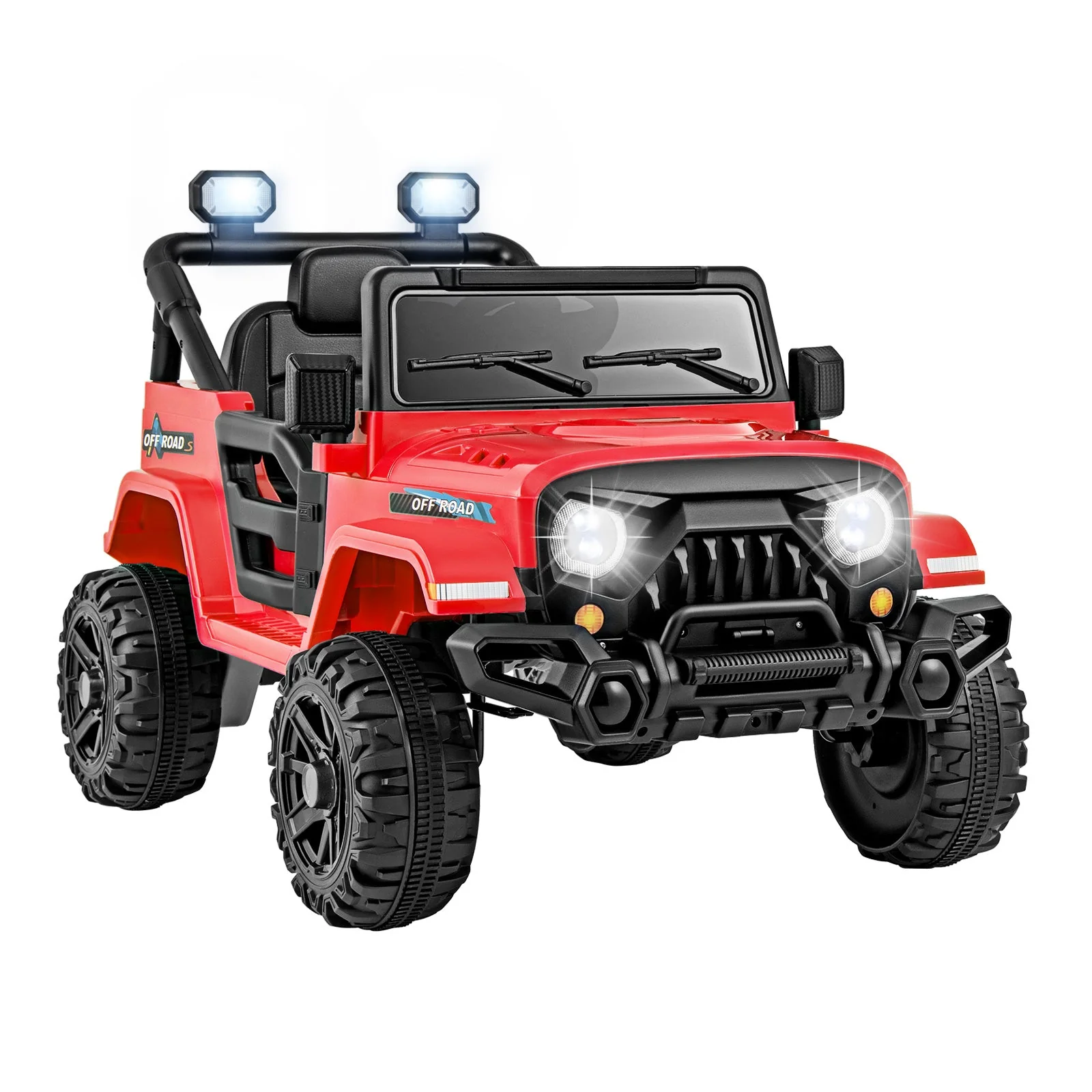 12V Kids Ride on Truck Car with Remote Control Threaded Wheels and 3 Speeds-Red - Image 2