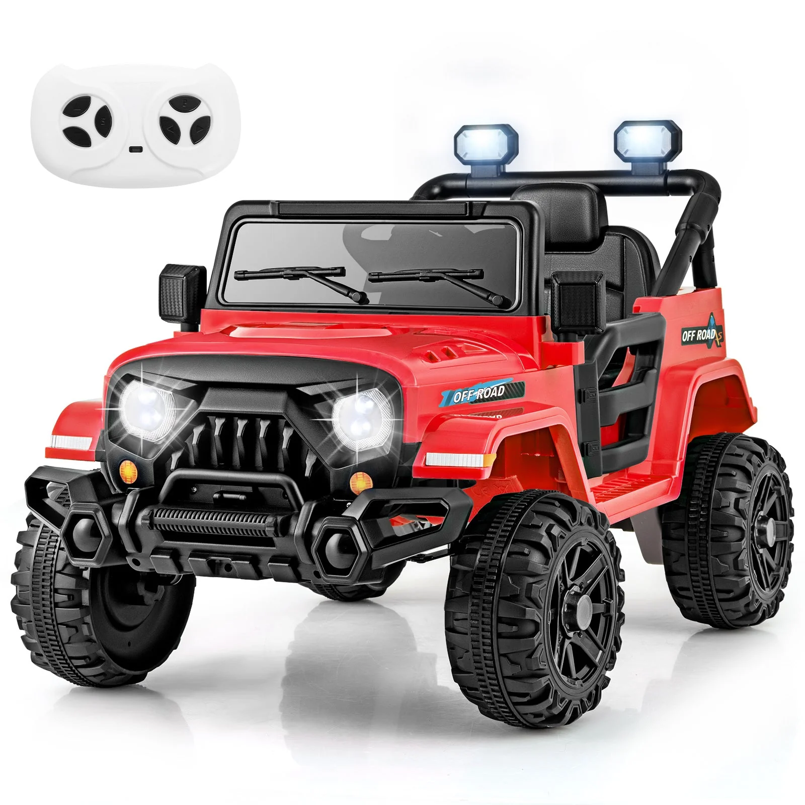 12V Kids Ride on Truck Car with Remote Control Threaded Wheels and 3 Speeds-Red - Image 3