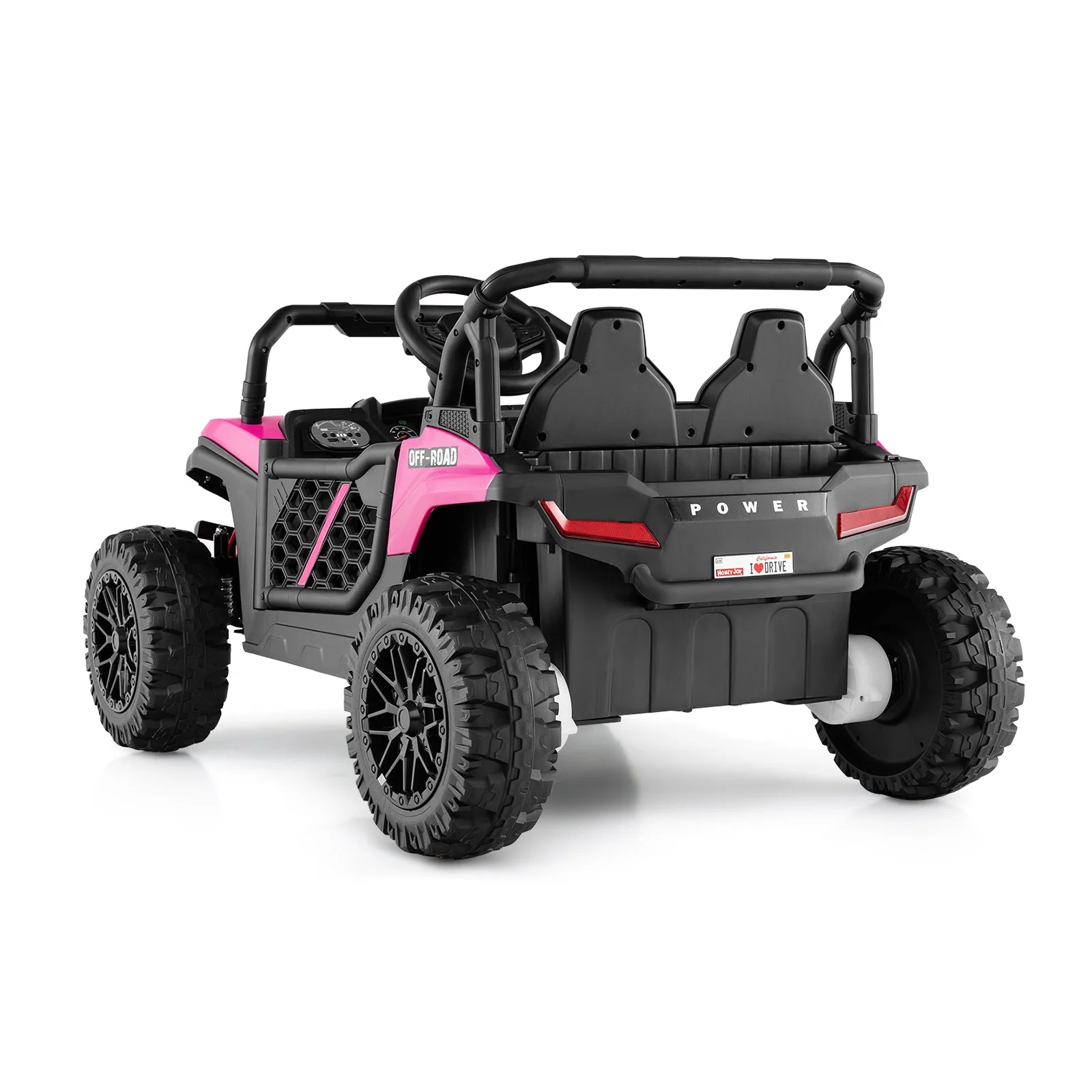12V Kids Ride on Truck Off-Road UTV with Parental Remote and Lights-Pink - Image 5