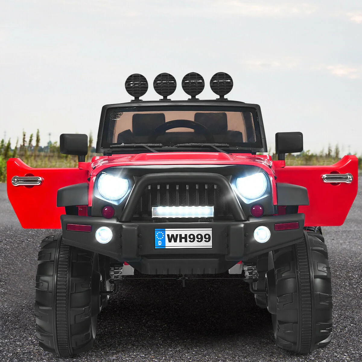 12V Kids Ride On Truck with Remote Control and Double Magnetic Door-Red - Image 2