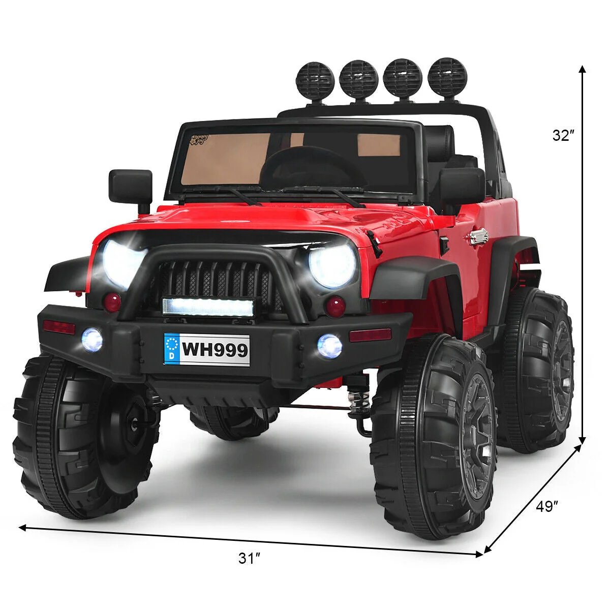 12V Kids Ride On Truck with Remote Control and Double Magnetic Door-Red - Image 5
