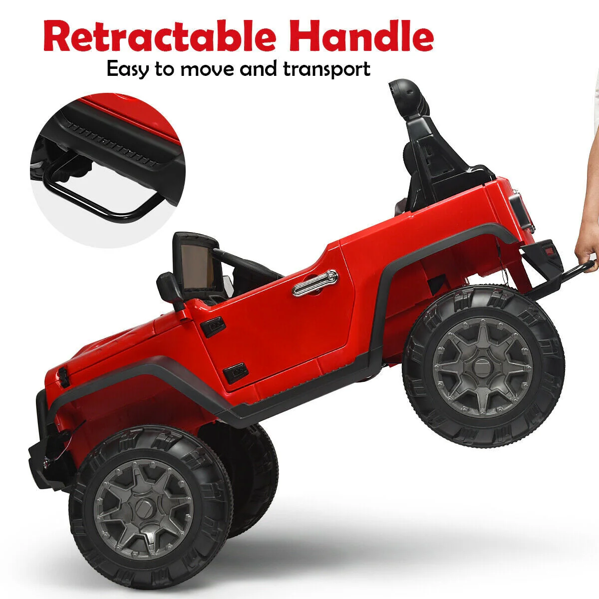 12V Kids Ride On Truck with Remote Control and Double Magnetic Door-Red - Image 7