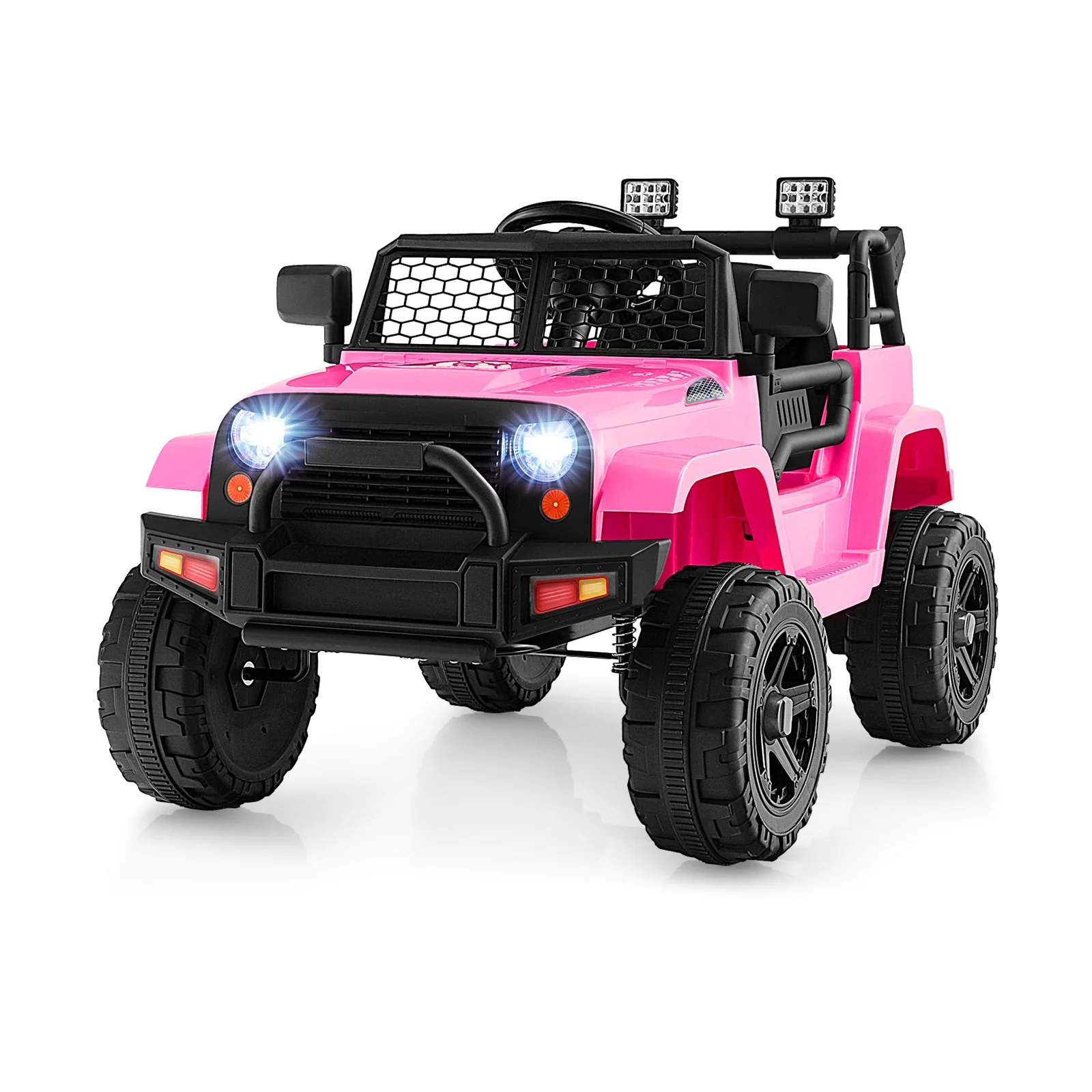 12V Kids Ride On Truck with Remote Control and Headlights-Pink - Image 3
