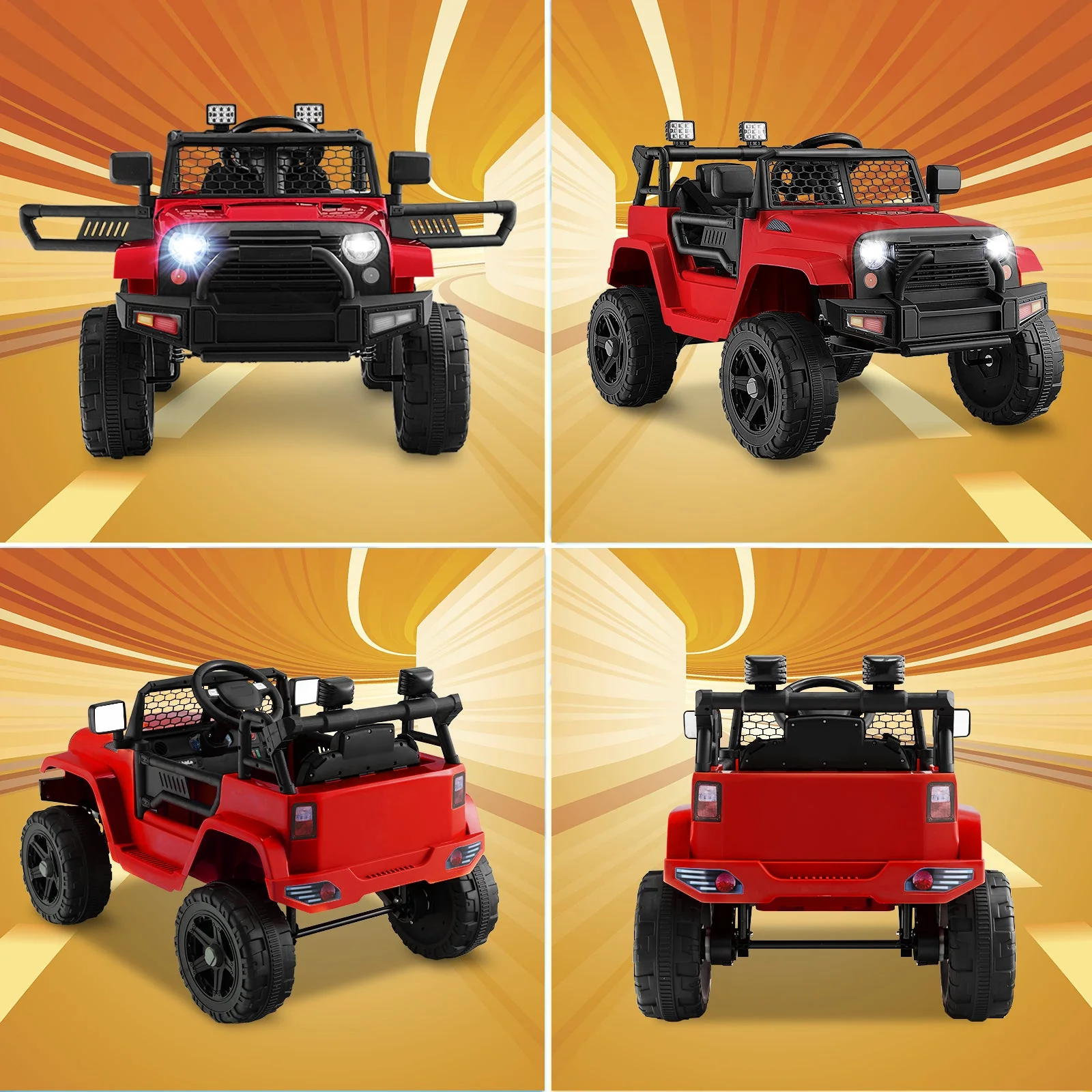 12V Kids Ride On Truck with Remote Control and Headlights-Red - Image 2