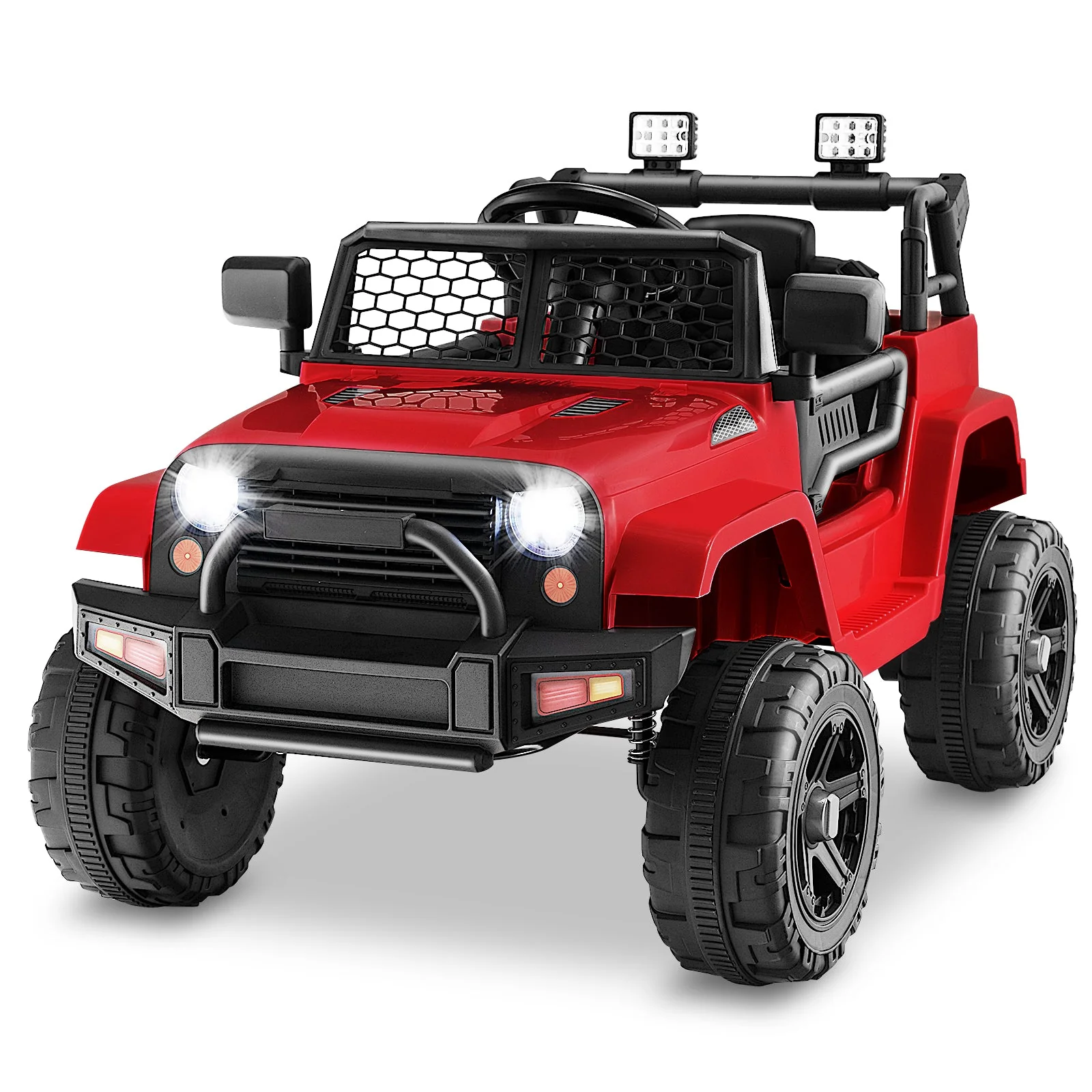 12V Kids Ride On Truck with Remote Control and Headlights-Red - Image 3