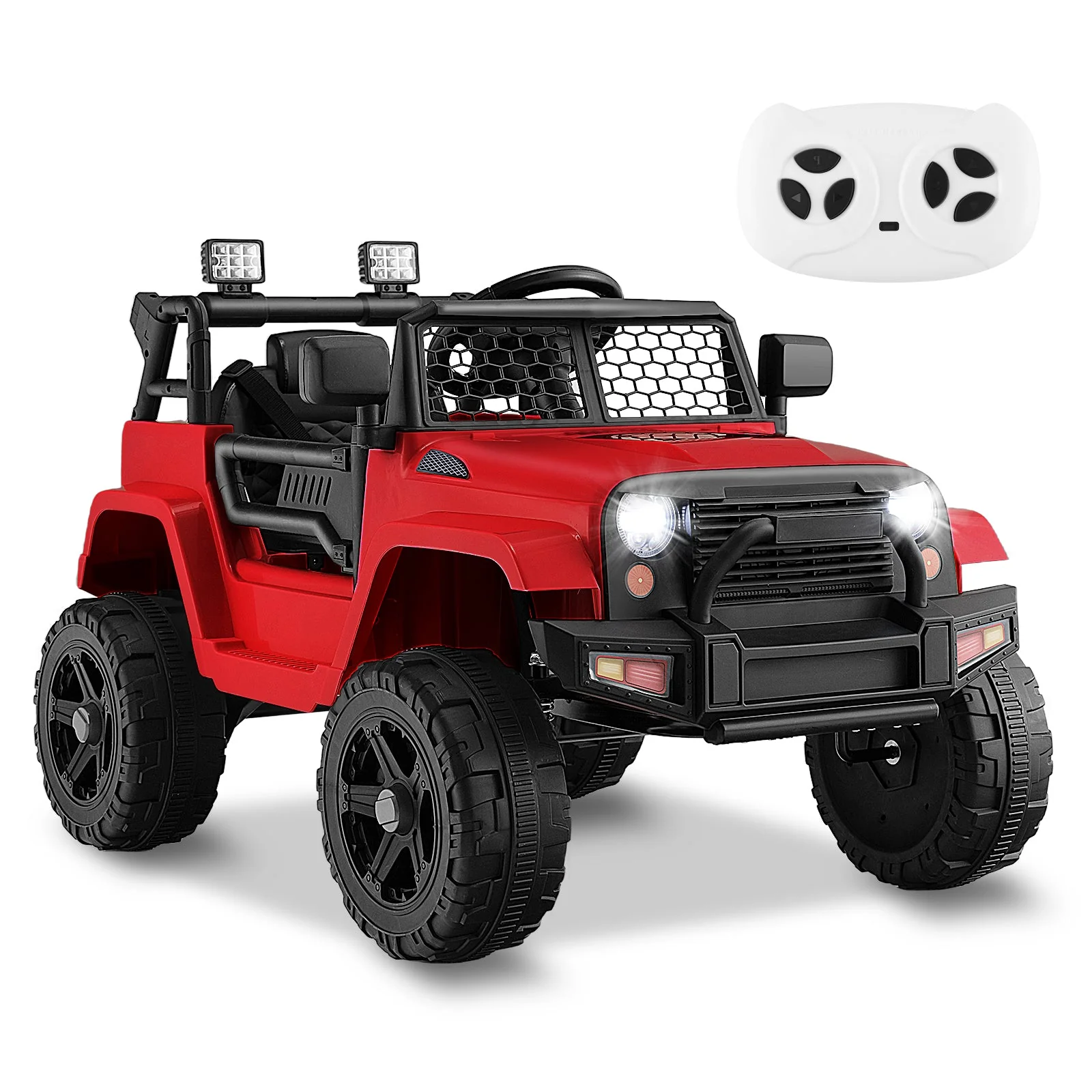12V Kids Ride On Truck with Remote Control and Headlights-Red - Image 4