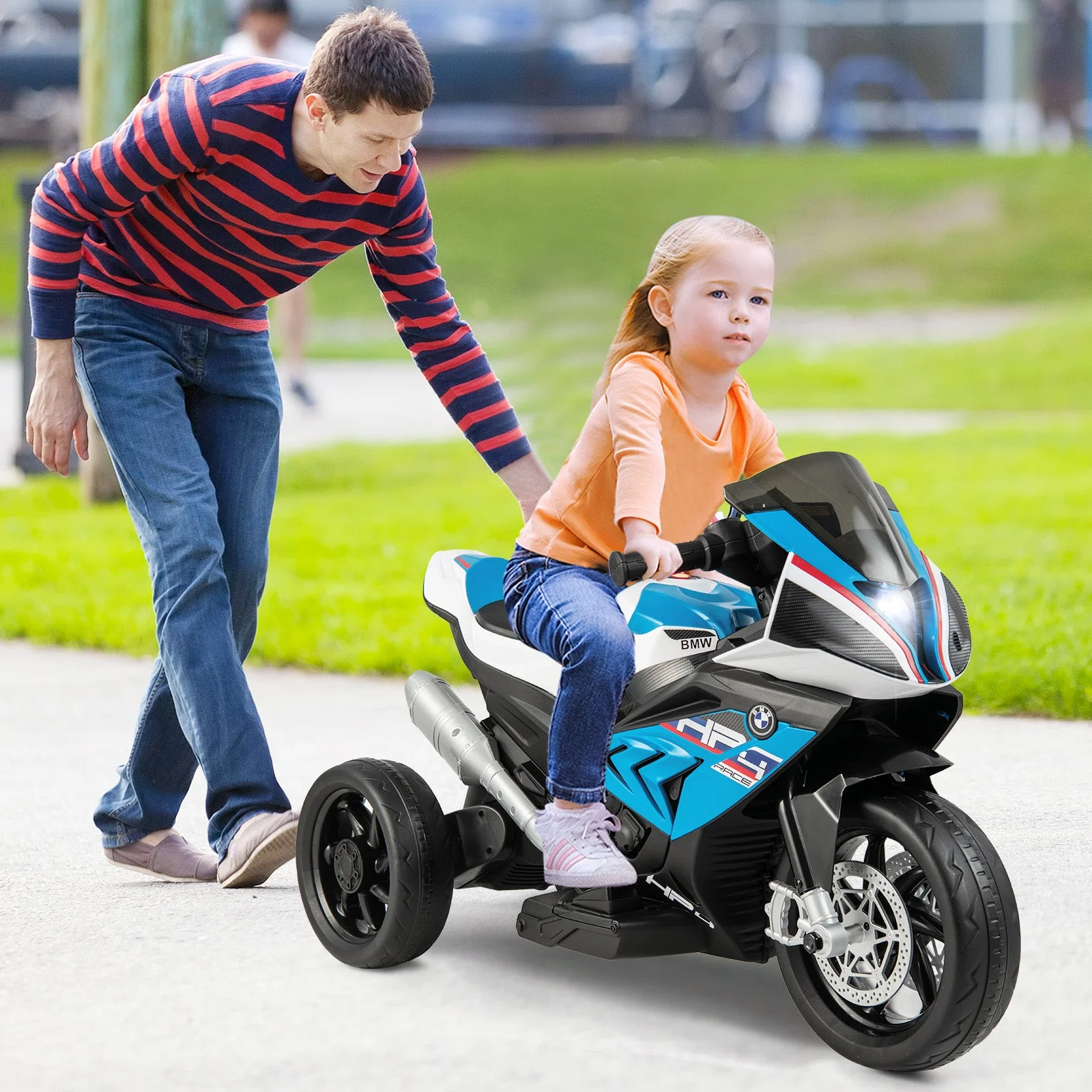 12V Licensed BMW Kids Motorcycle Ride-On Toy for 37-96 Months Old Kids-Blue - Image 2