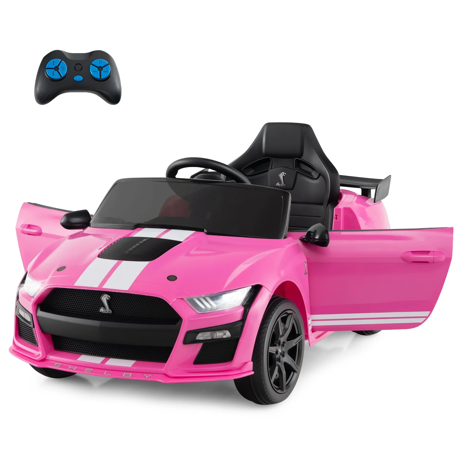 12V Licensed Ford Mustang Shelby GT500 Kids Ride on Car with Remote Control for Kids Aged 3-8-Pink - Image 3