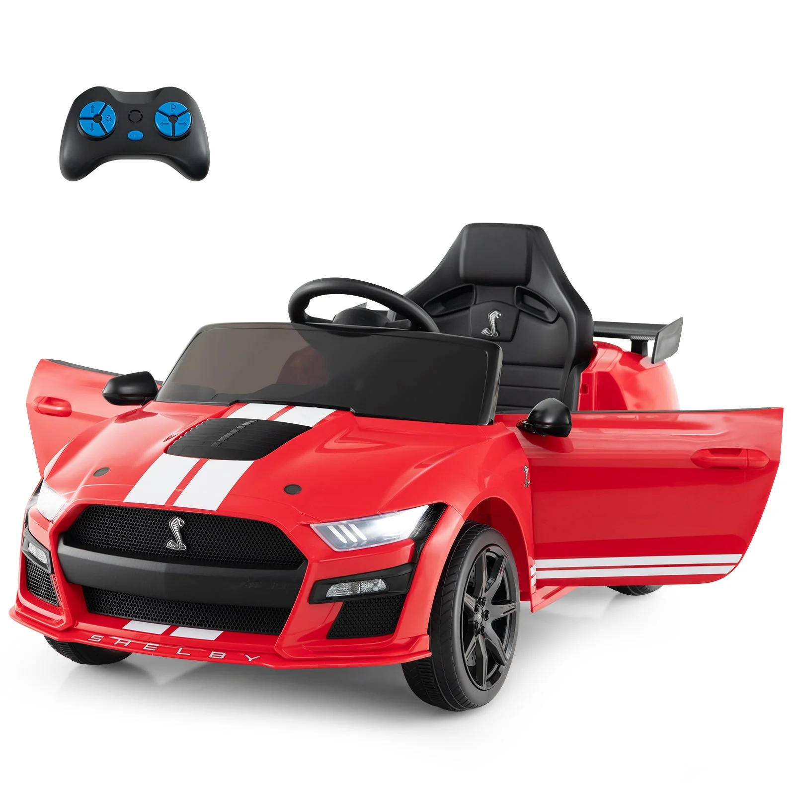 12V Licensed Ford Mustang Shelby GT500 Kids Ride on Car with Remote Control for Kids Aged 3-8-Red - Image 3