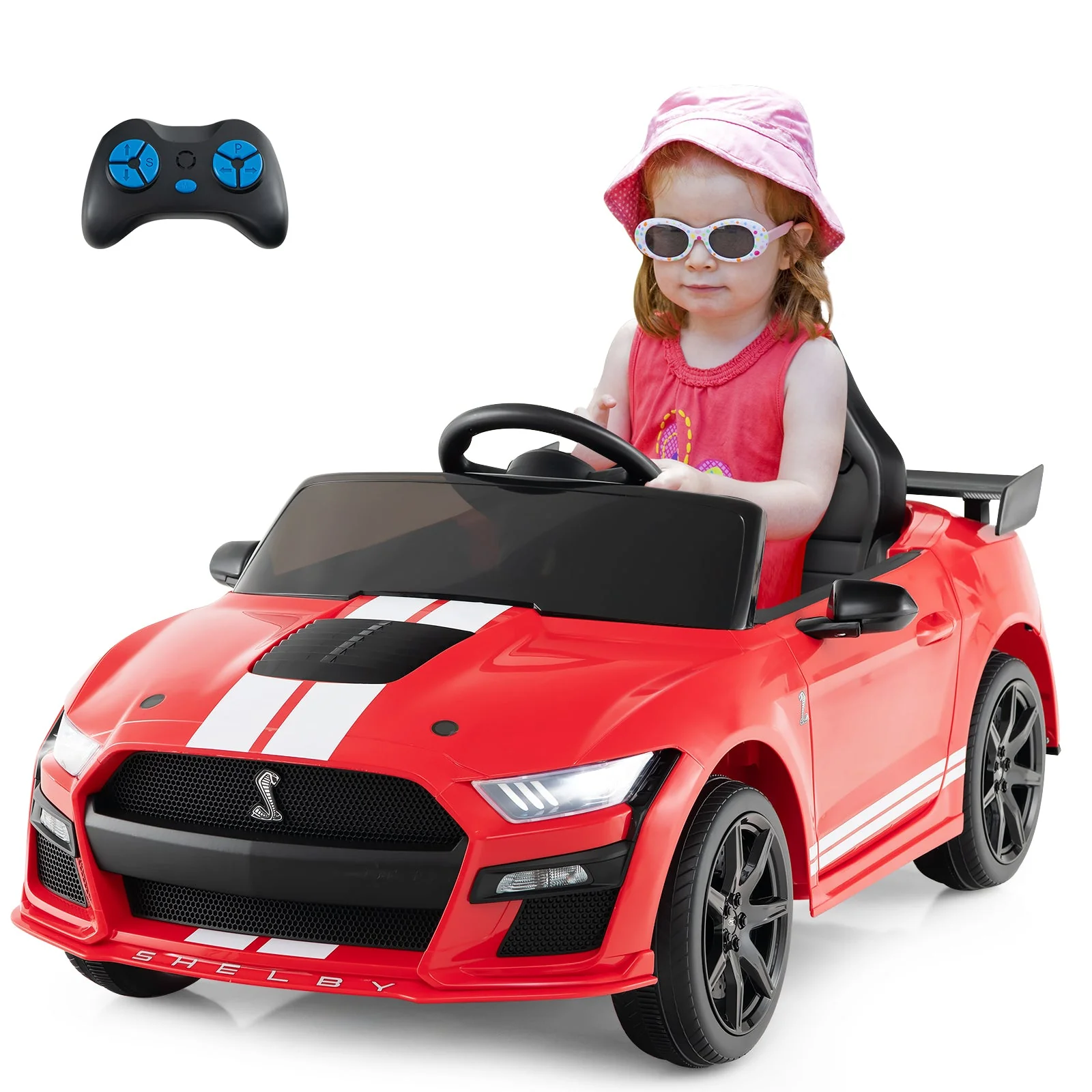 12V Licensed Ford Mustang Shelby GT500 Kids Ride on Car with Remote Control for Kids Aged 3-8-Red - Image 4