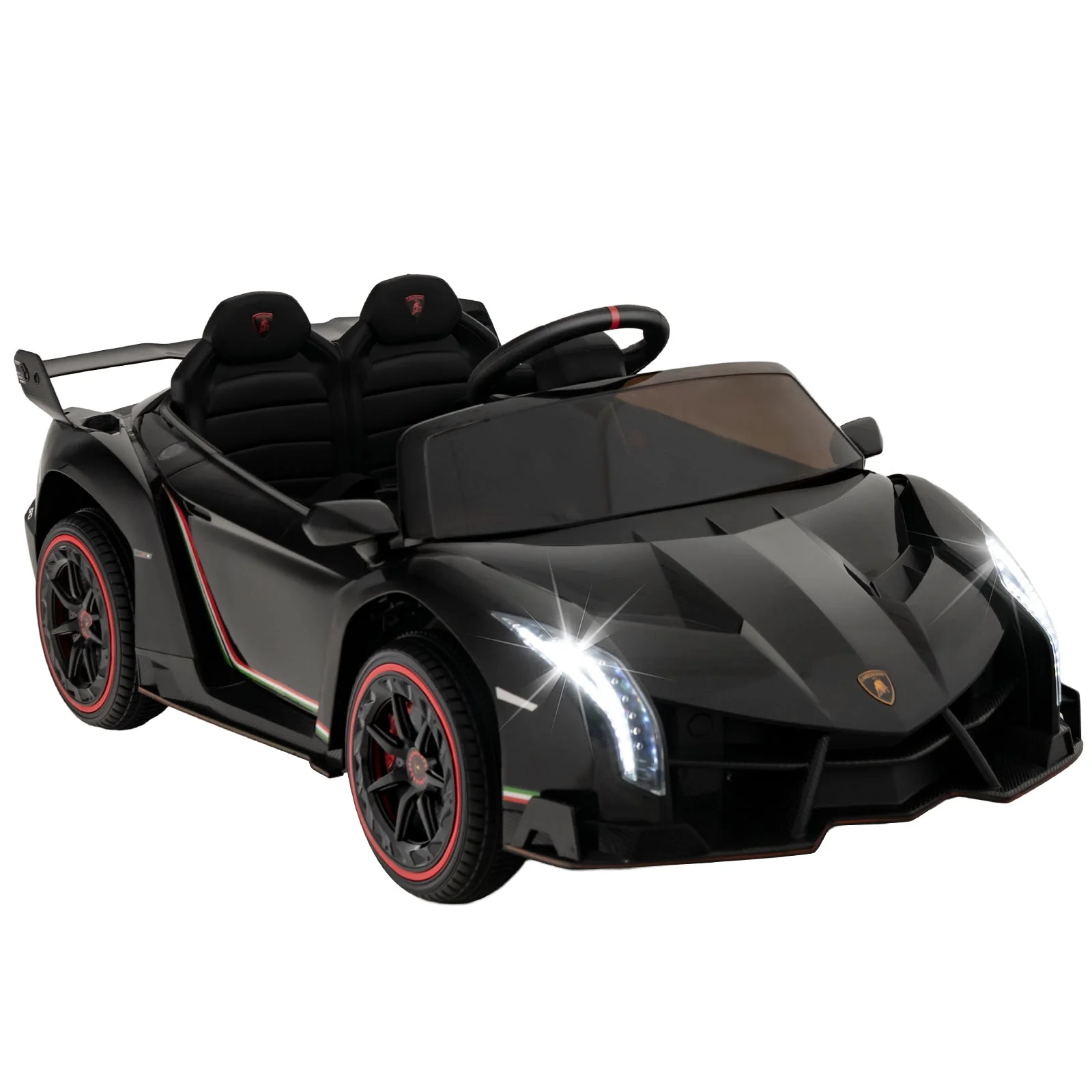 12V Licensed Lamborghini 4WD Kids Ride-on Sports Car with 2.4G Remote-Black - Image 2