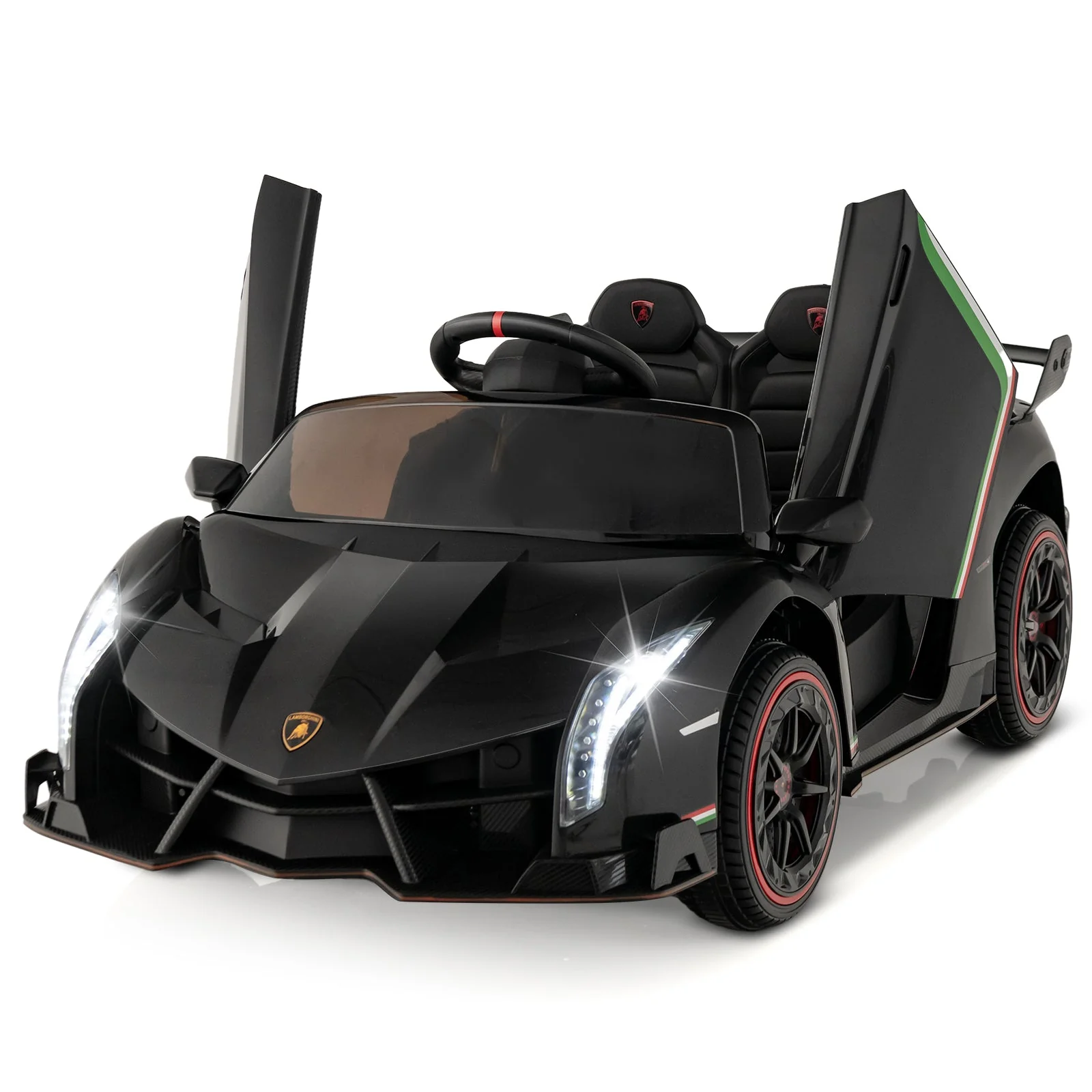 12V Licensed Lamborghini 4WD Kids Ride-on Sports Car with 2.4G Remote-Black - Image 3