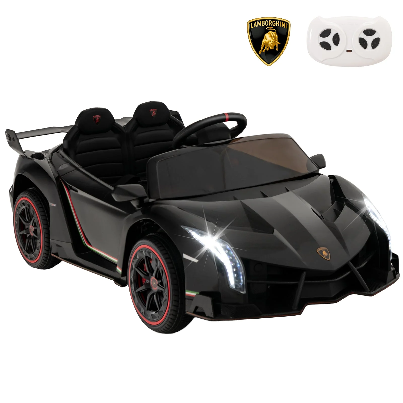 12V Licensed Lamborghini 4WD Kids Ride-on Sports Car with 2.4G Remote-Black - Image 5