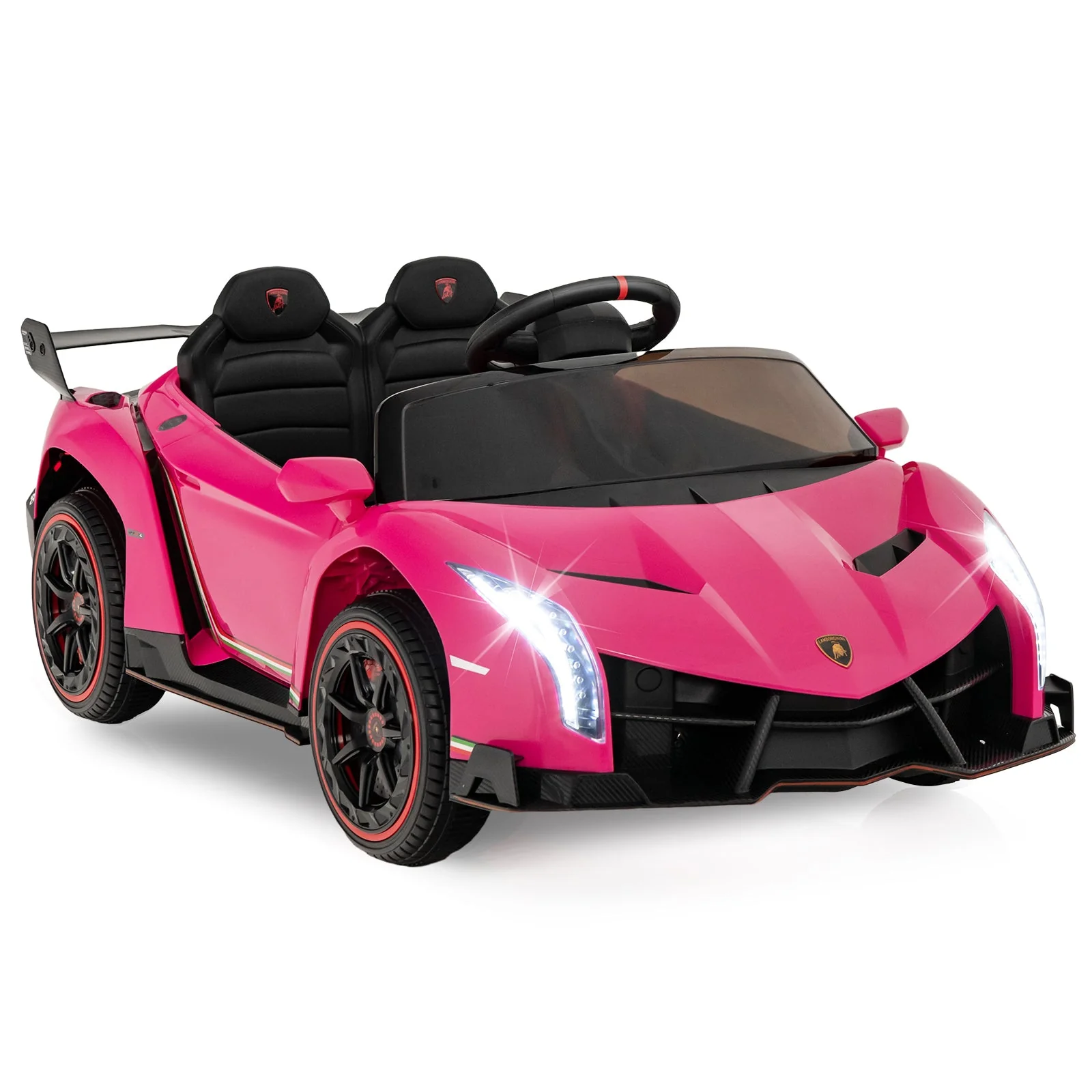 12V Licensed Lamborghini 4WD Kids Ride-on Sports Car with 2.4G Remote-Pink - Image 2