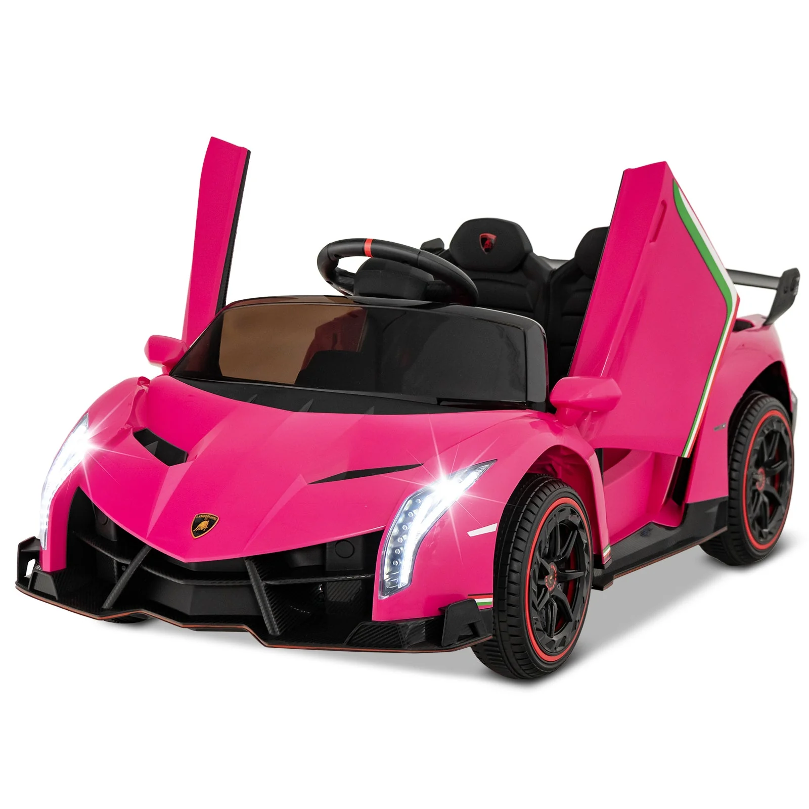 12V Licensed Lamborghini 4WD Kids Ride-on Sports Car with 2.4G Remote-Pink - Image 3