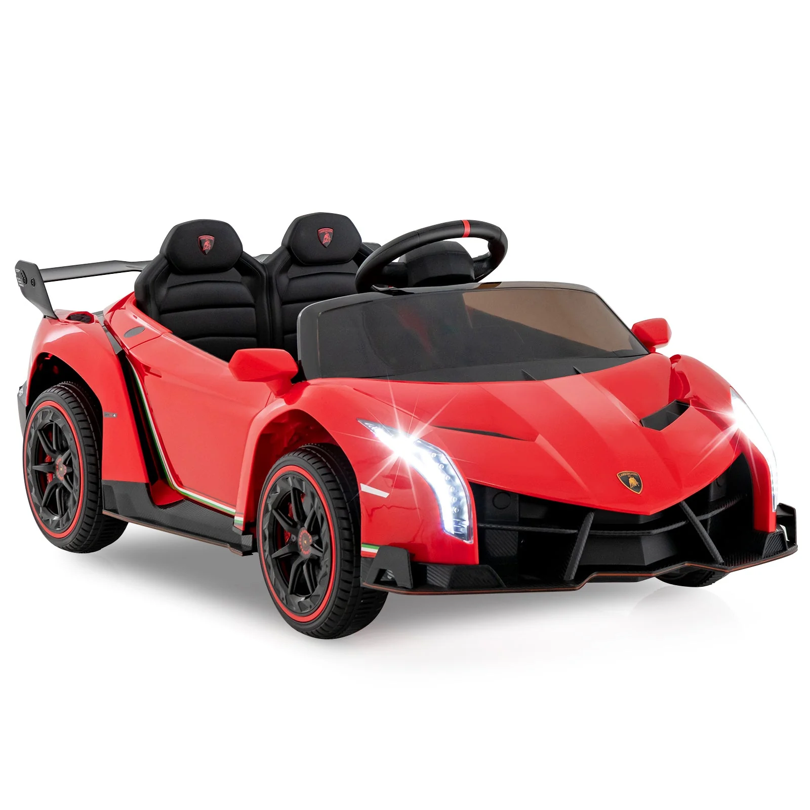 12V Licensed Lamborghini 4WD Kids Ride-on Sports Car with 2.4G Remote-Red - Image 2
